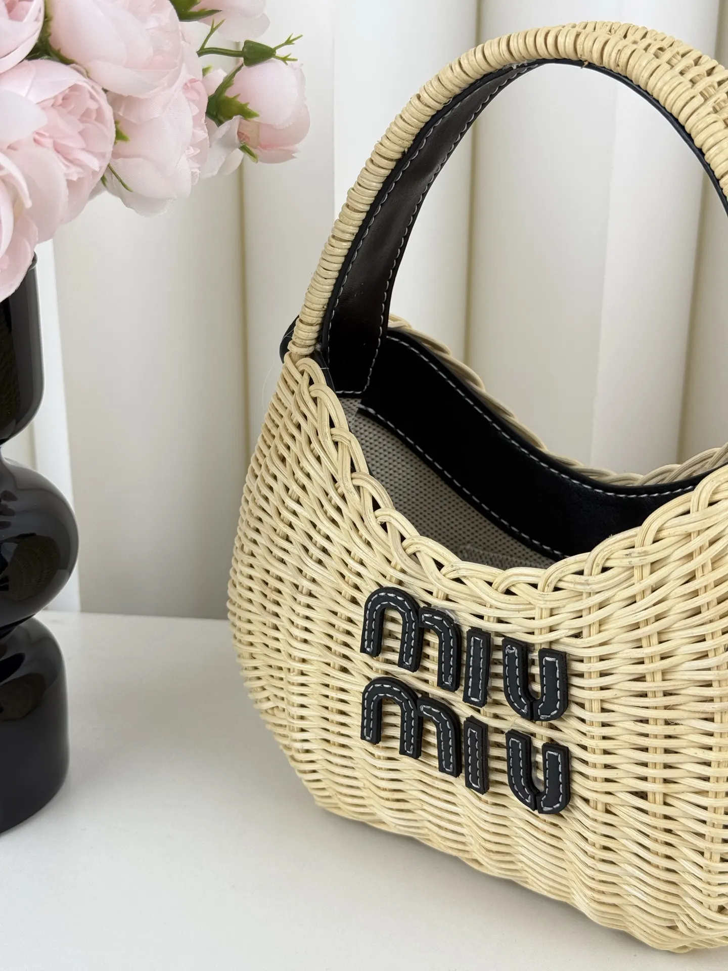 Miu miumiu竹编 手提斜背包 缪缪美式復古神 托特包 大容量托特款