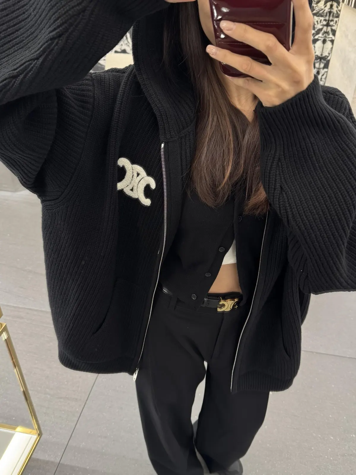 Celine Black Embroidery Wool Jacket Commuter Casual Style Image 5 Celine Black Embroidery Wool Jacket Commuter Casual Style Image 5