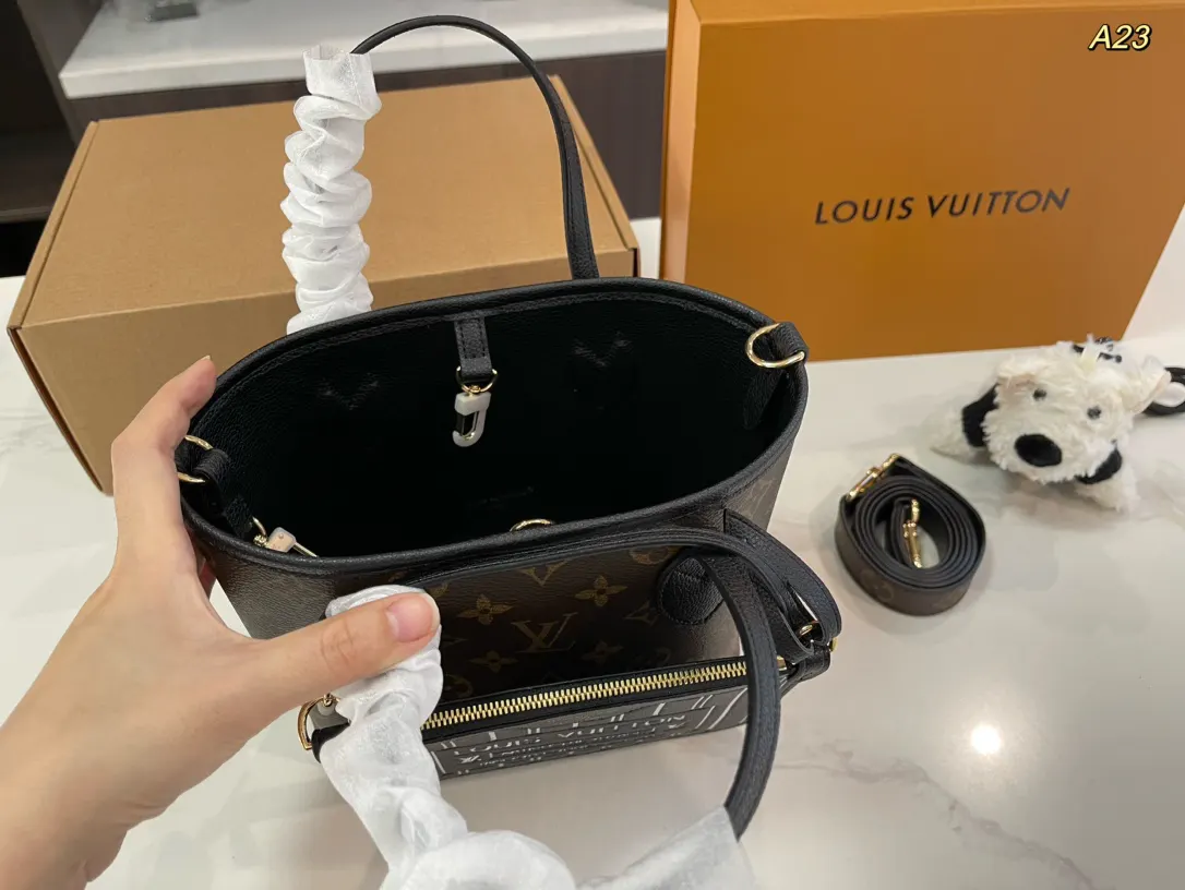 LV Neverfull 老花 牛皮 水桶包 休閒水桶款