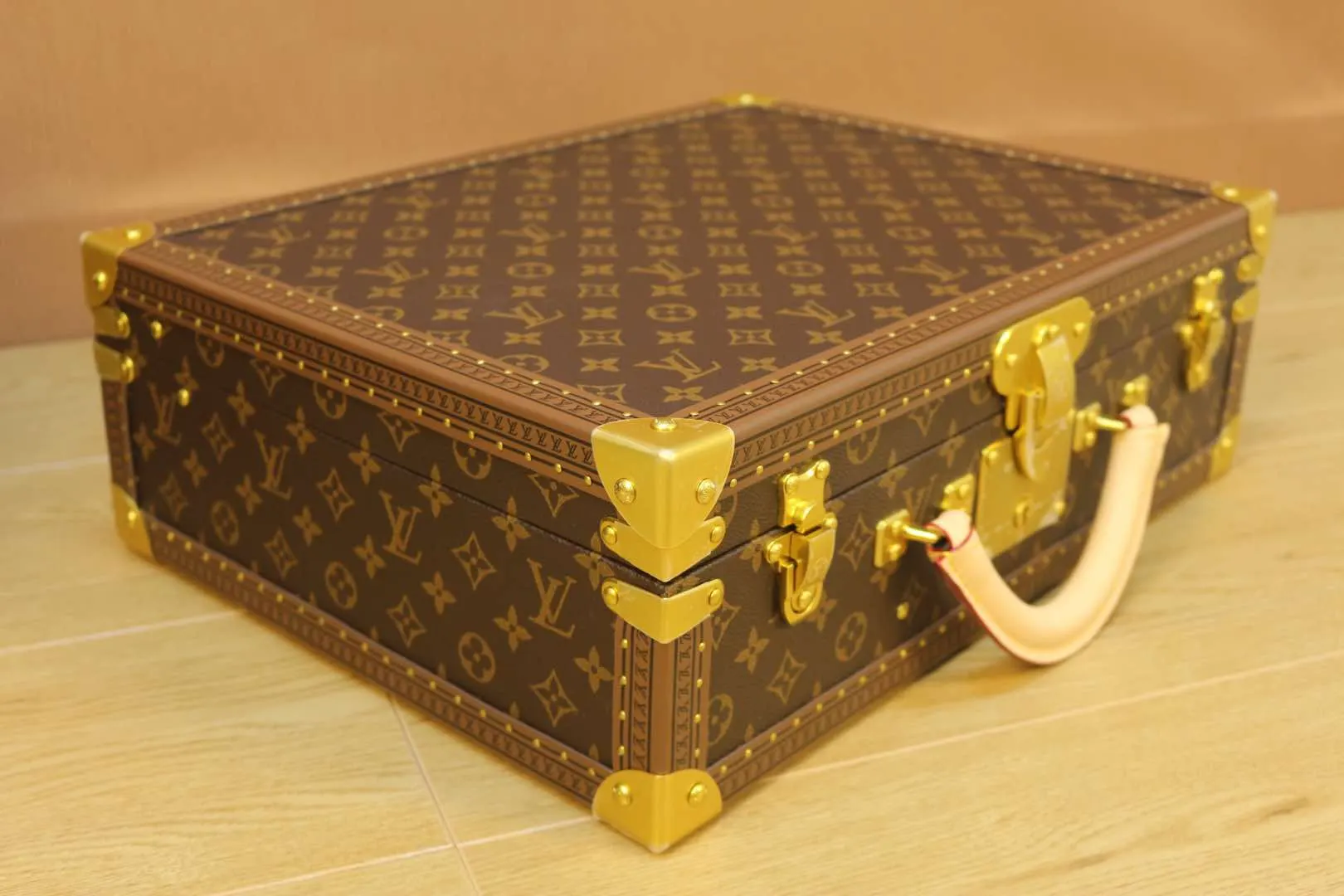 Louis Vuitton Gold Suitcase Travel Lightweight Canvas