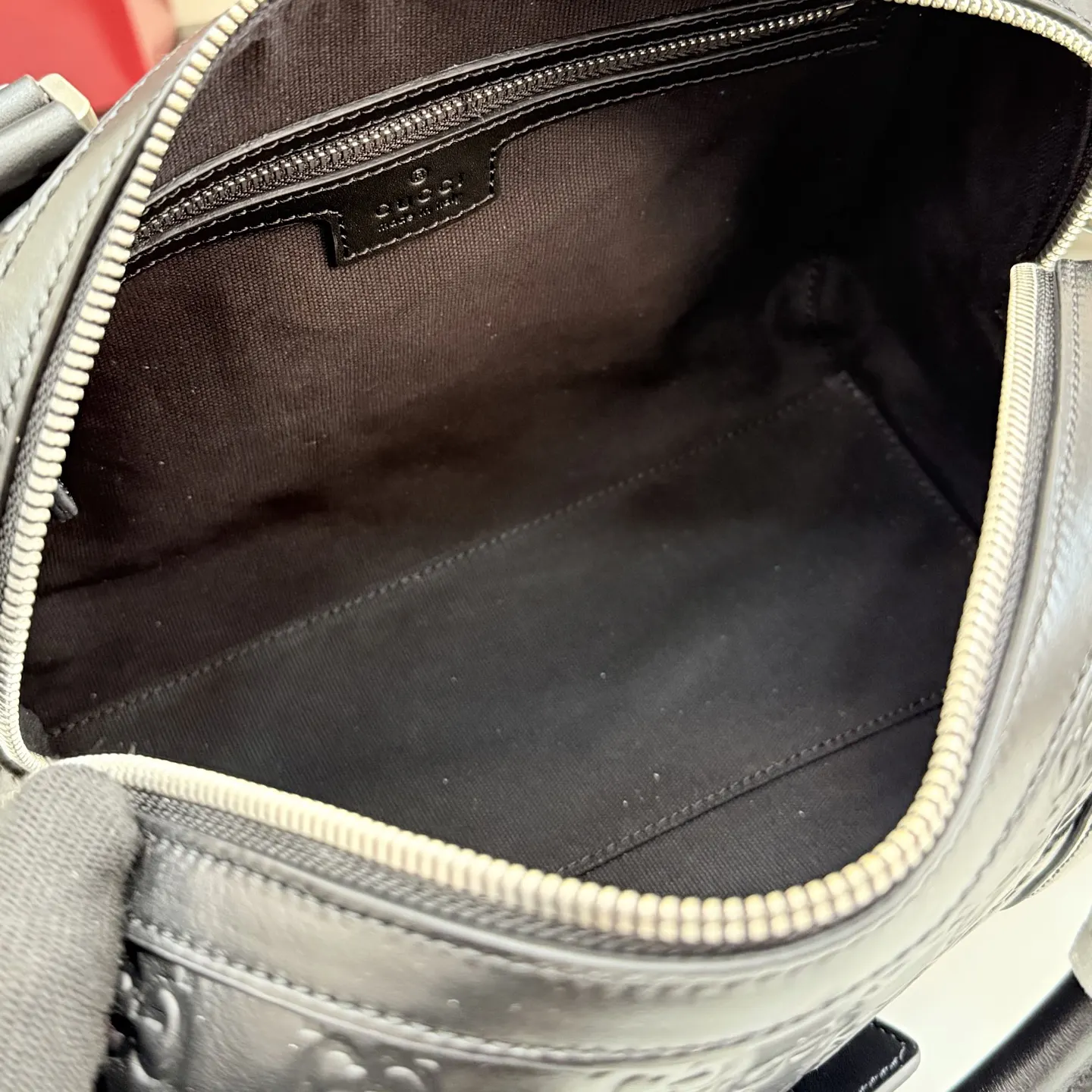 Gucci GG Emblem 黑色 皮革 旅行袋 大容量旅行款