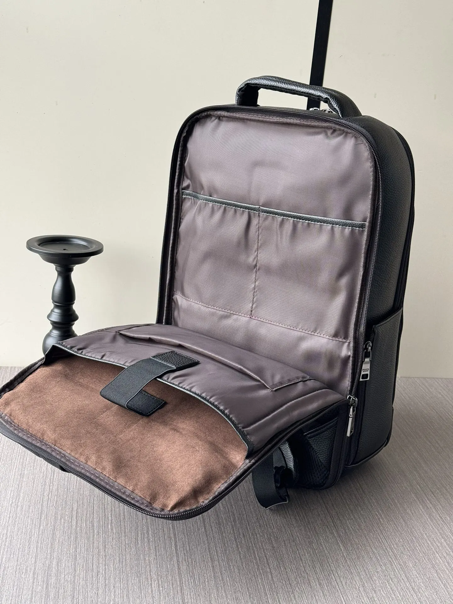 Prada Black Suitcase Travel Lightweight Leather