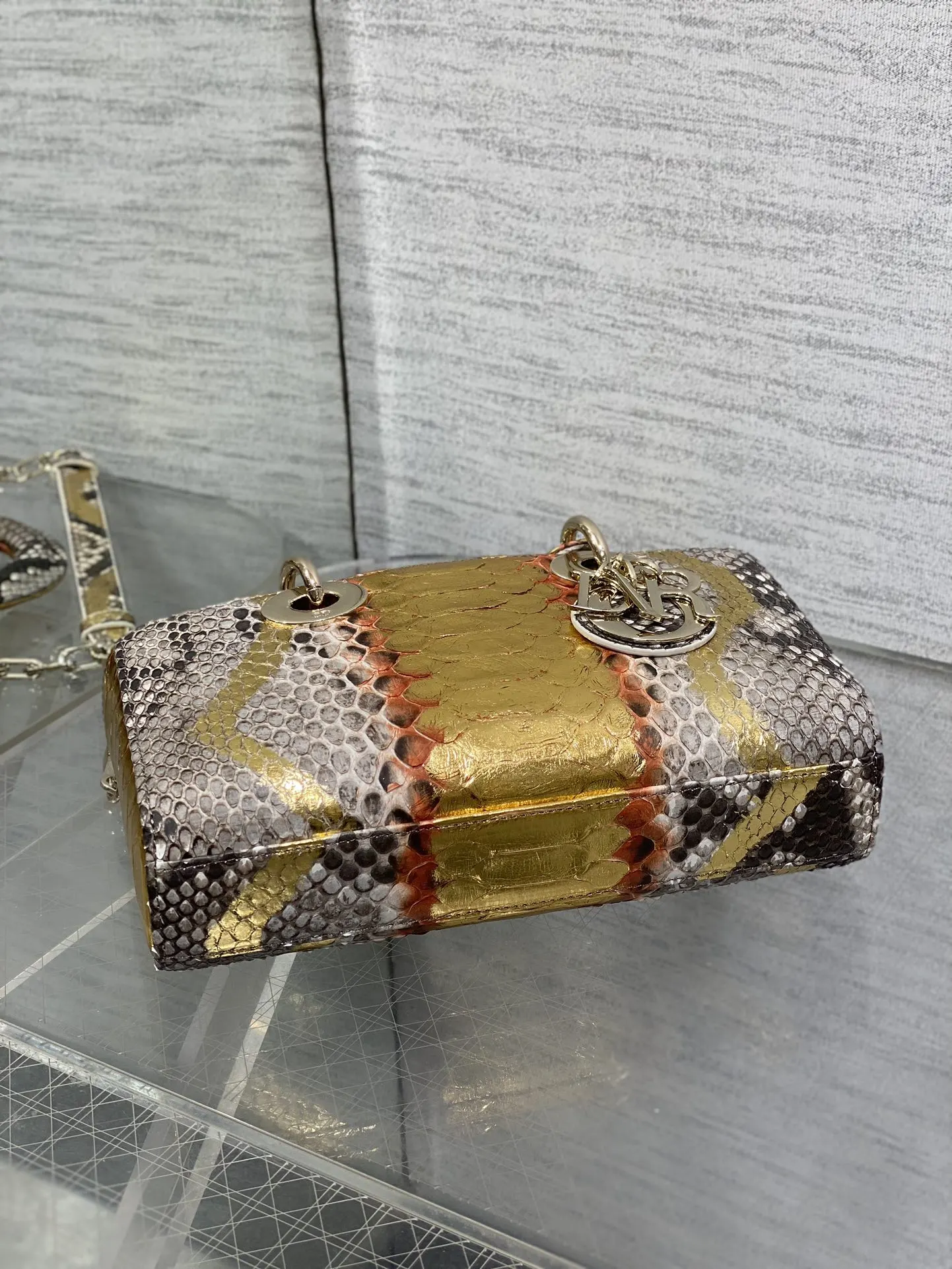 Dior 进口 蛇皮横款戴妃包 Lady横版戴妃珍稀蛇皮闪亮 手提包 通勤手提款