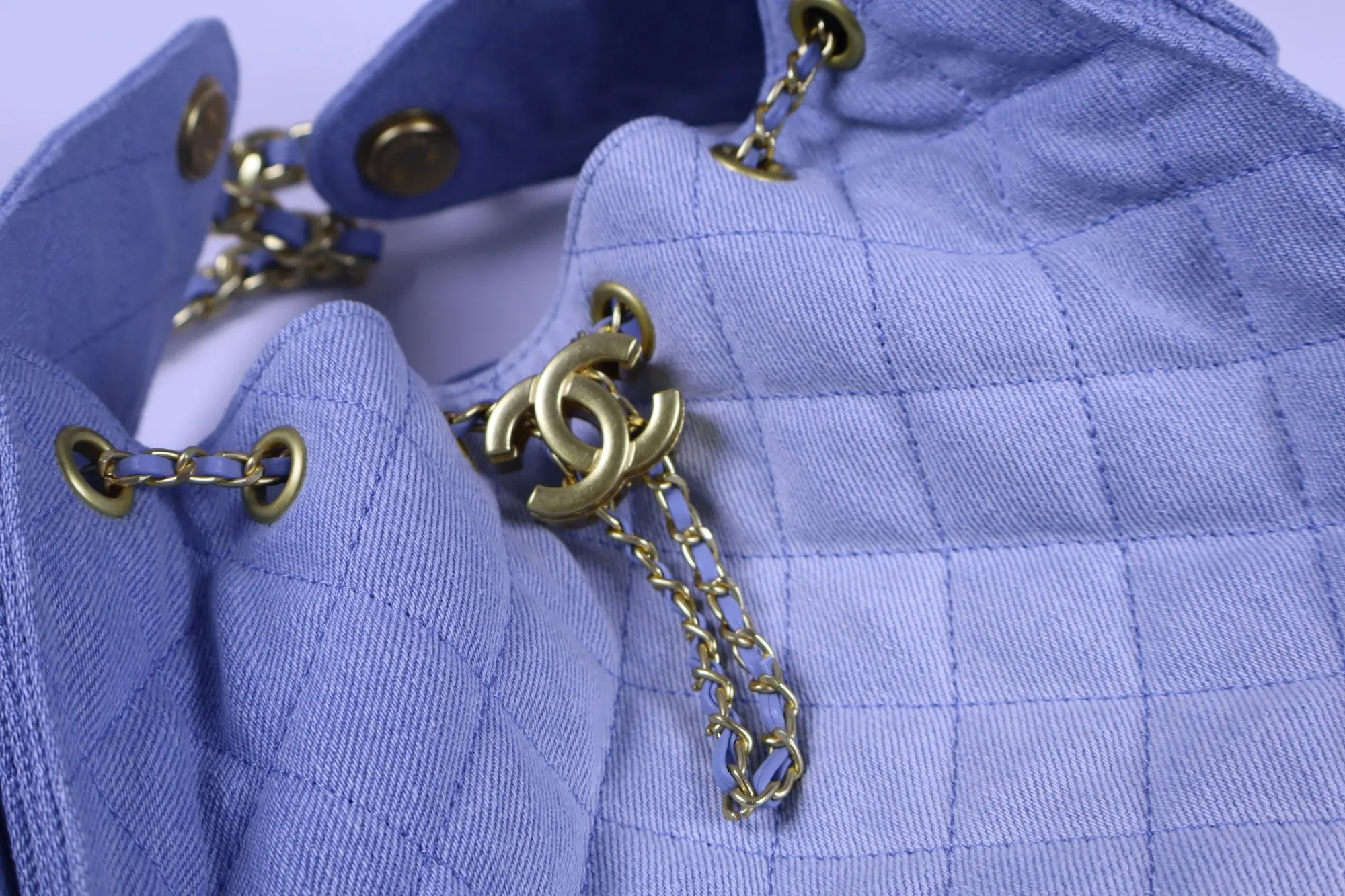 Chanel 蓝色 牛仔 腋下包