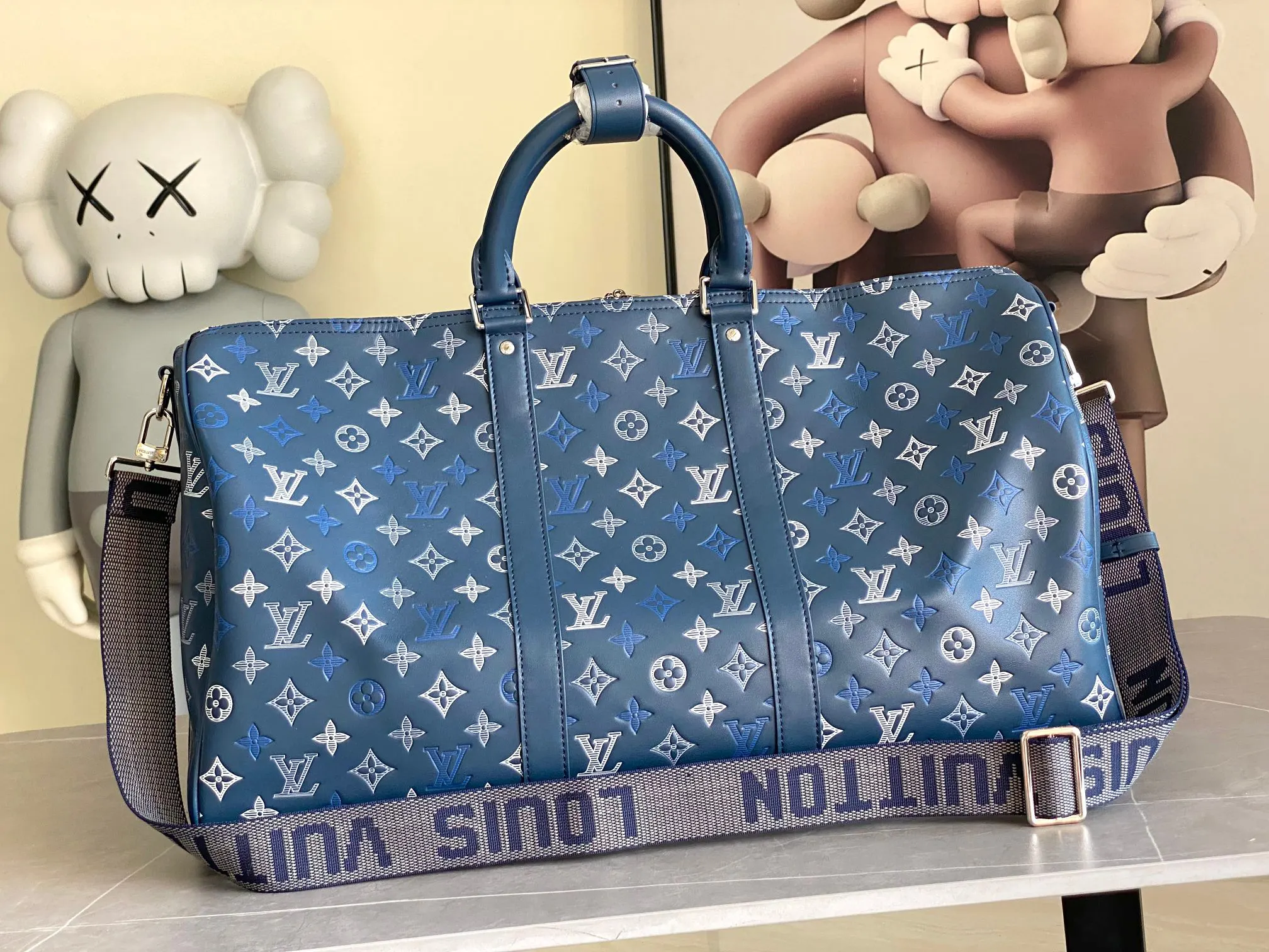 LV Keepall 蓝色 牛皮 旅行包 大容量旅行款