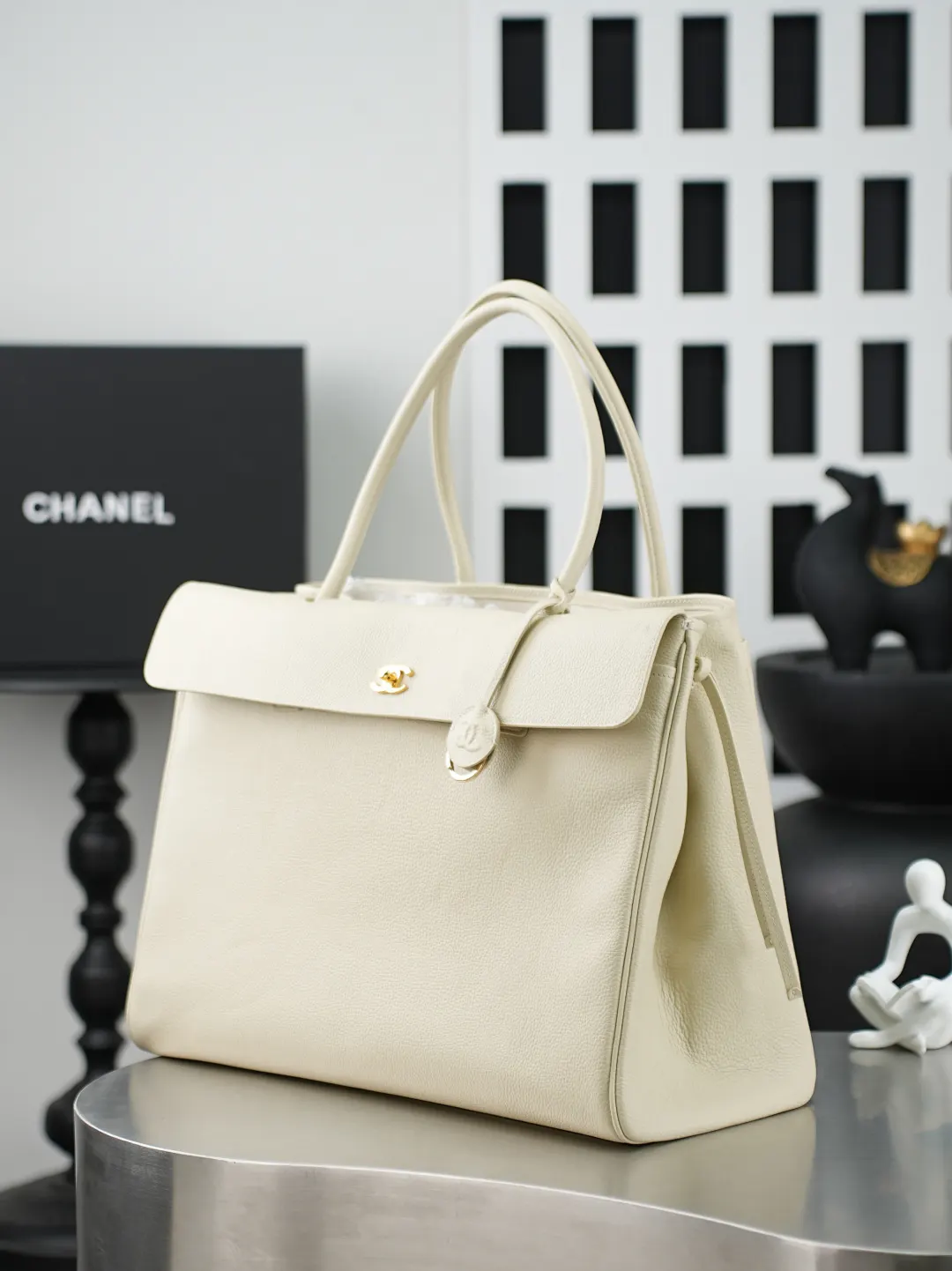 CHANEL 白色 米白 牛皮 托特包 大容量托特款