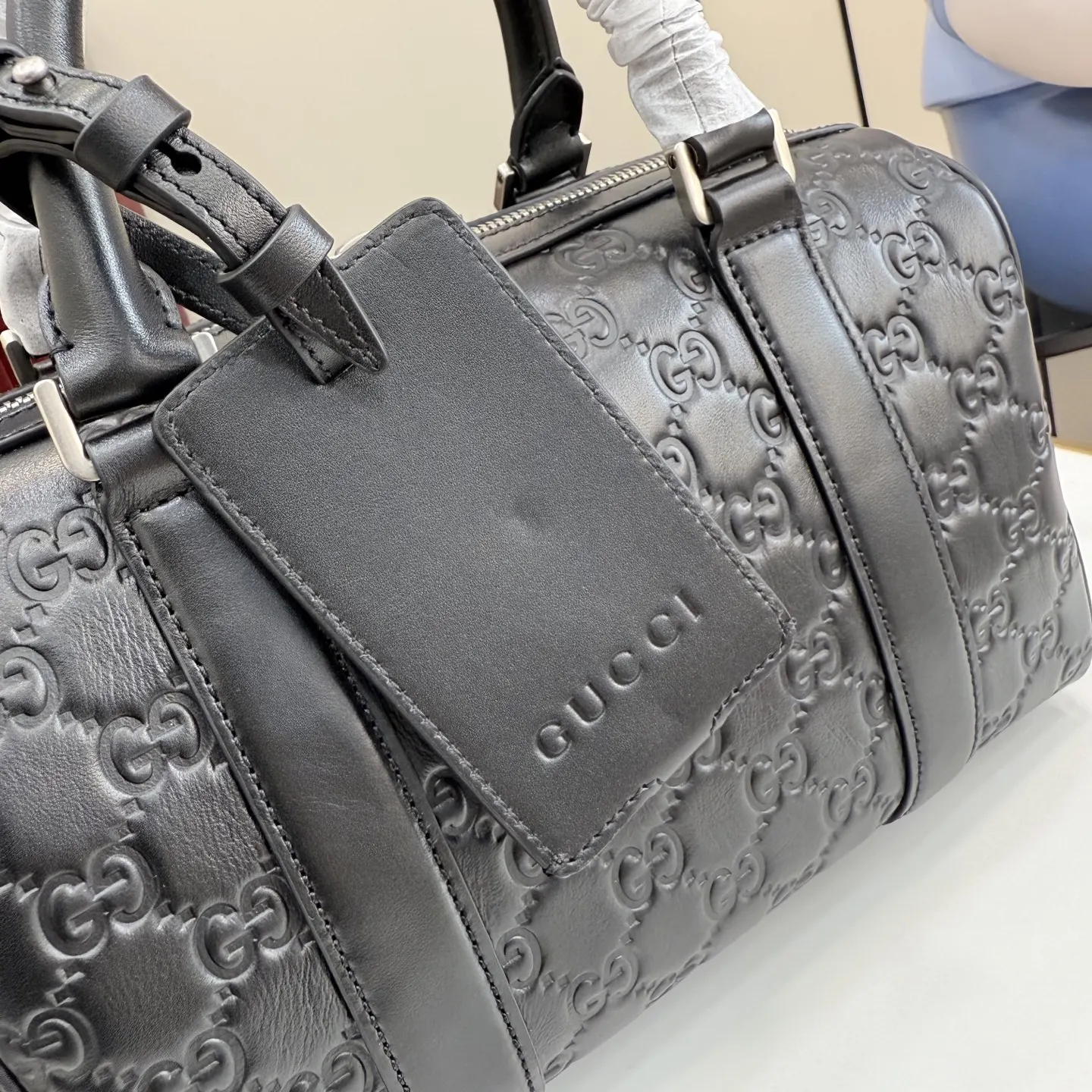 Gucci GG Emblem 黑色 皮革 旅行袋 大容量旅行款(數字12) Gucci GG Emblem 黑色 皮革 旅行袋 大容量旅行款(數字12)