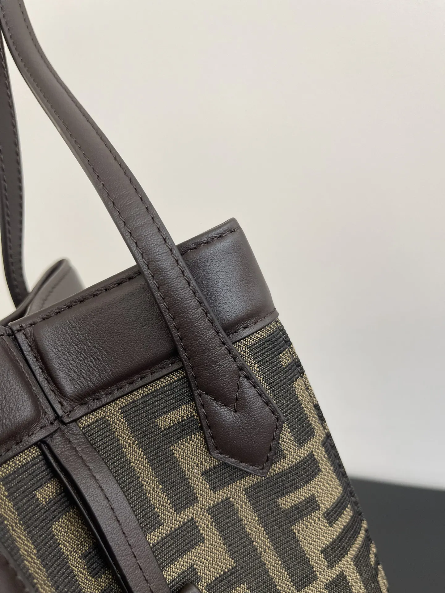 Coffee Monogram Tote Bag Leather