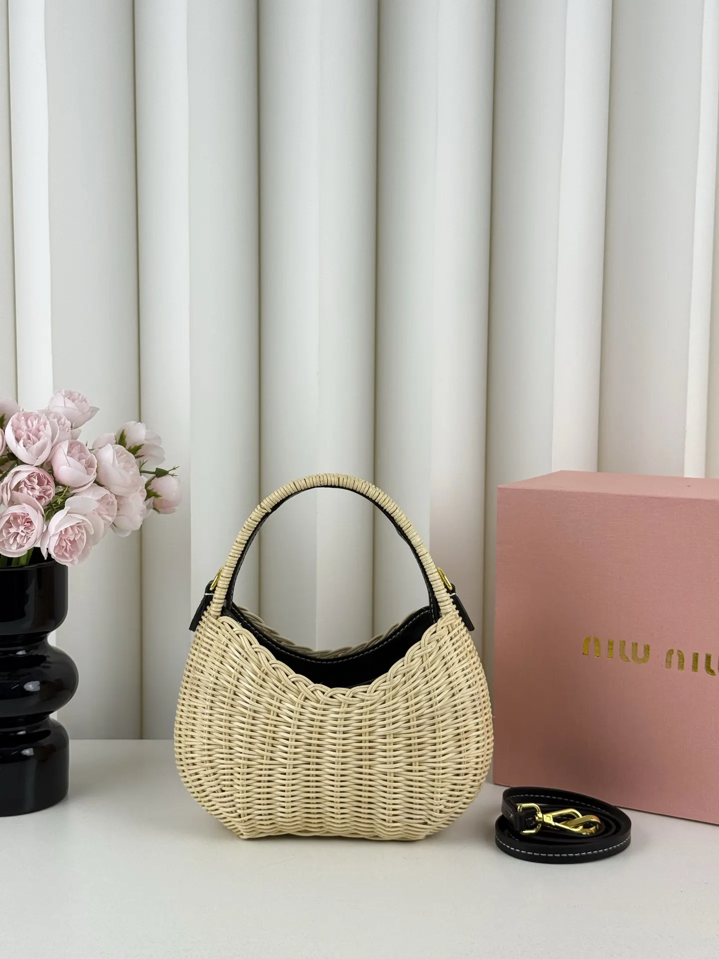 Miu miumiu竹编 手提斜背包 缪缪美式復古神 托特包 大容量托特款
