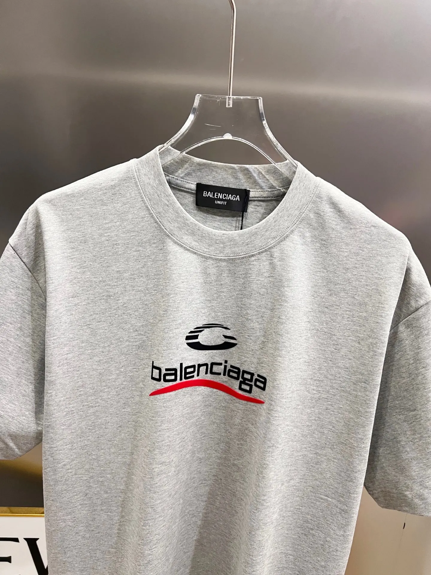 Balenciaga Wave Logo Crew-Neck T-Shirt in Heather Grey