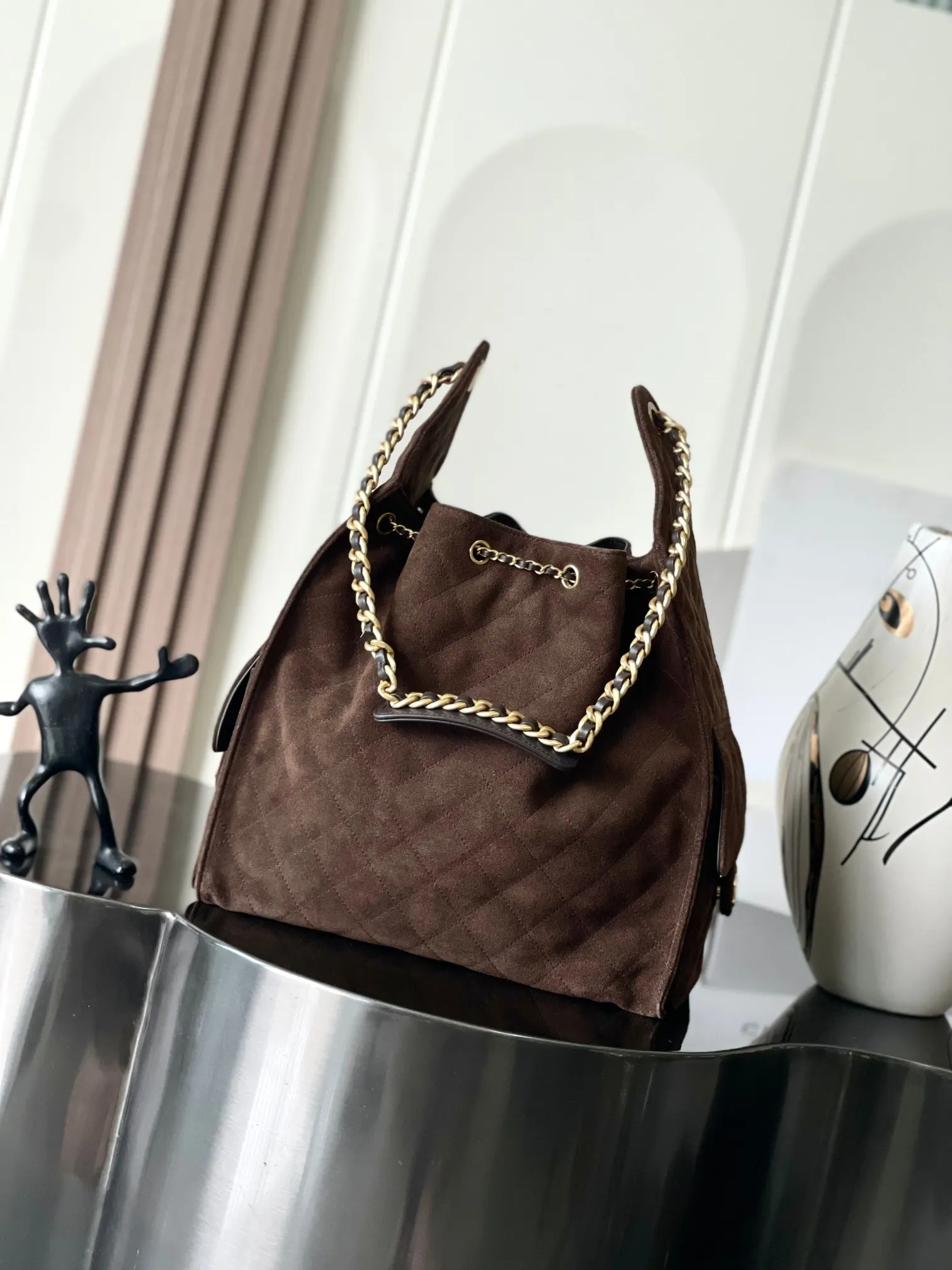 Chanel 棕色牛皮Hobo腋下包 复古