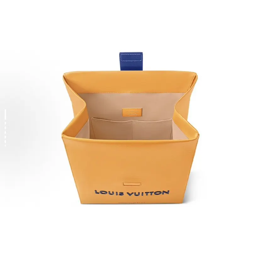LV Orange Leather Shopping Bag-Inspired Tote Image 4 LV Orange Leather Shopping Bag-Inspired Tote Image 4