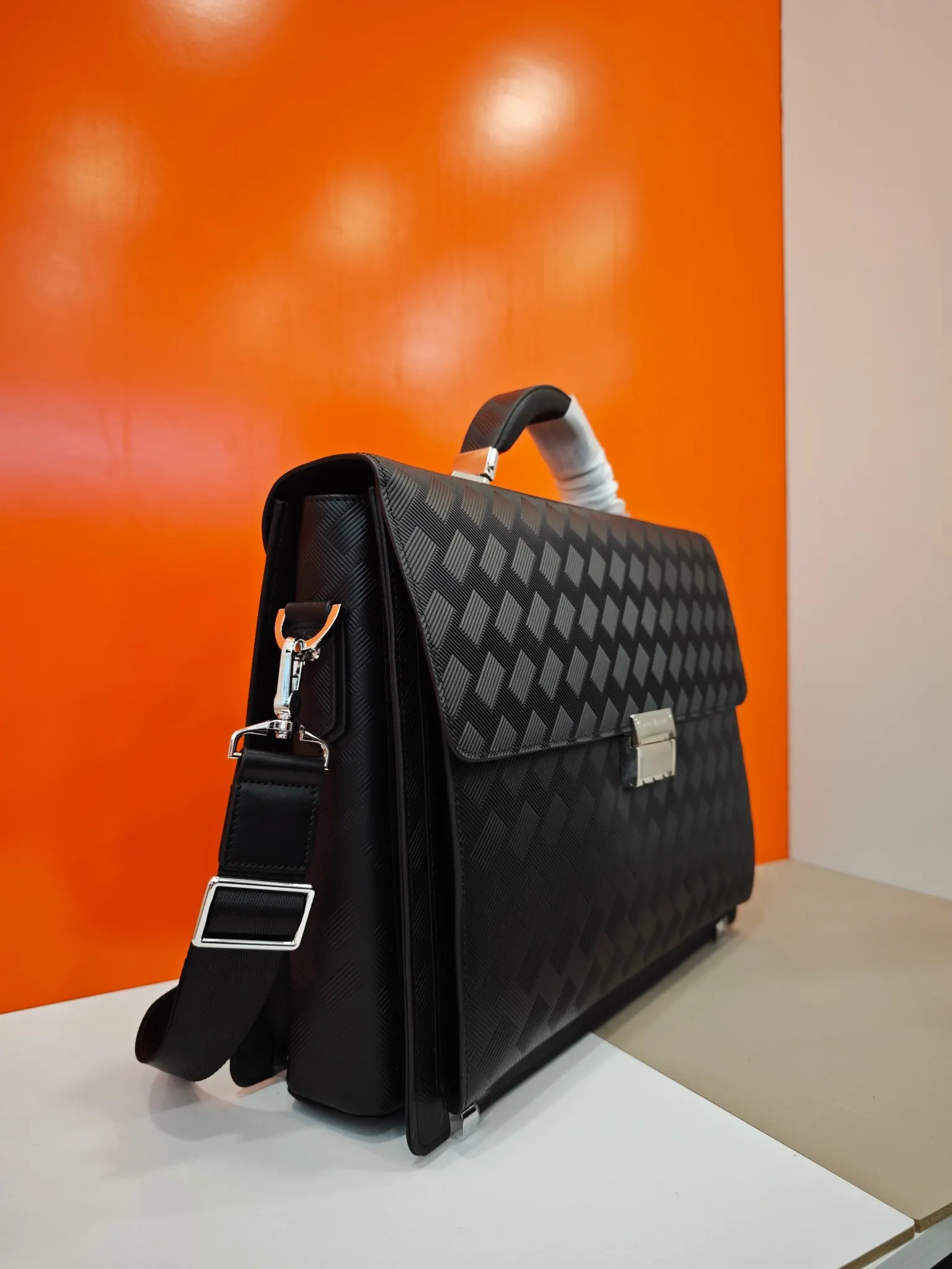 Black Briefcase Business Commuter Leather