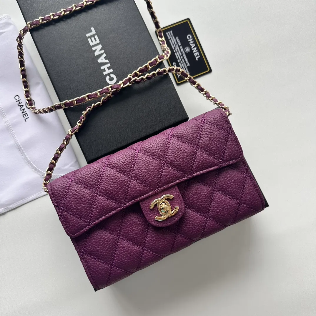Purple Chain Bag Classic Leather
