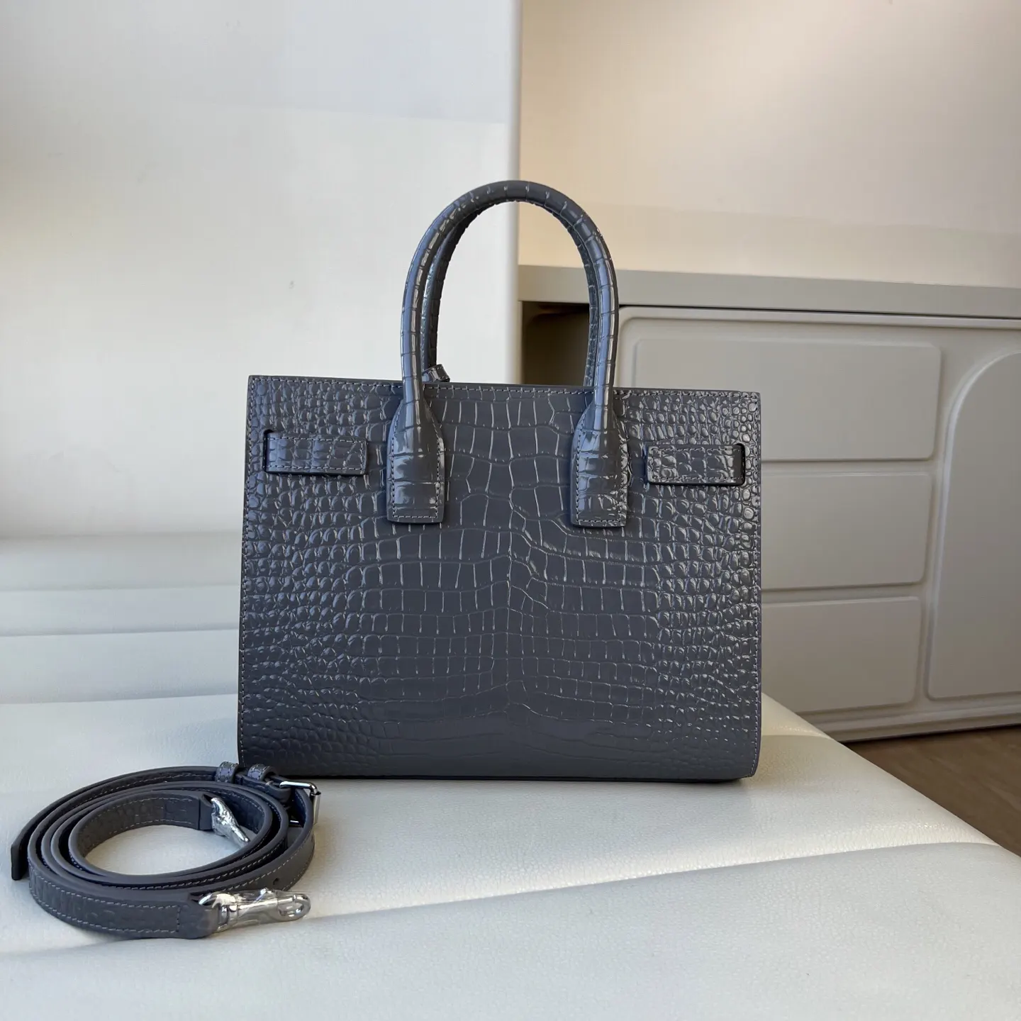 Silver Clutch Bag Leather