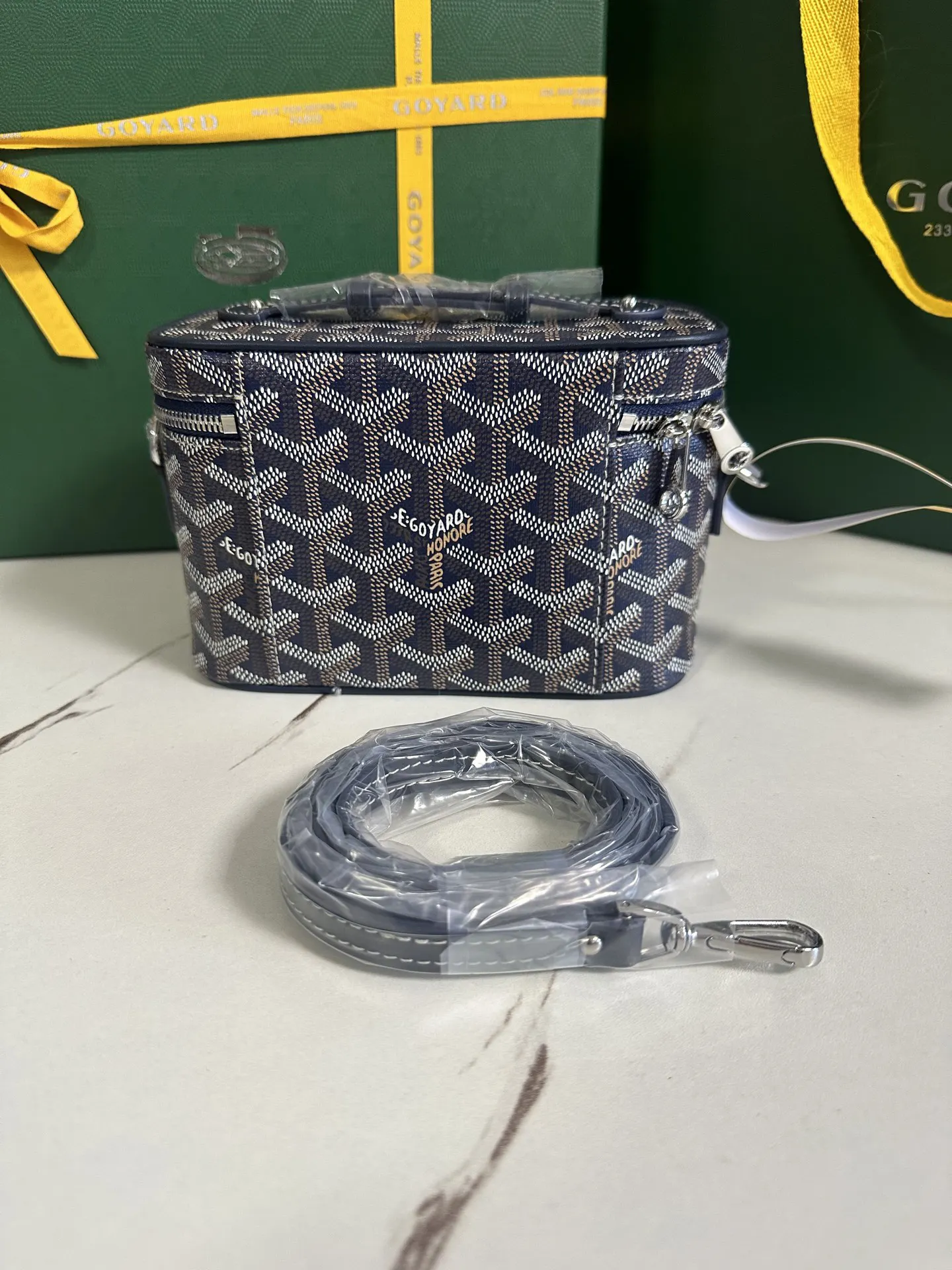 Goyard Yellow Cosmetic Pouch Leather