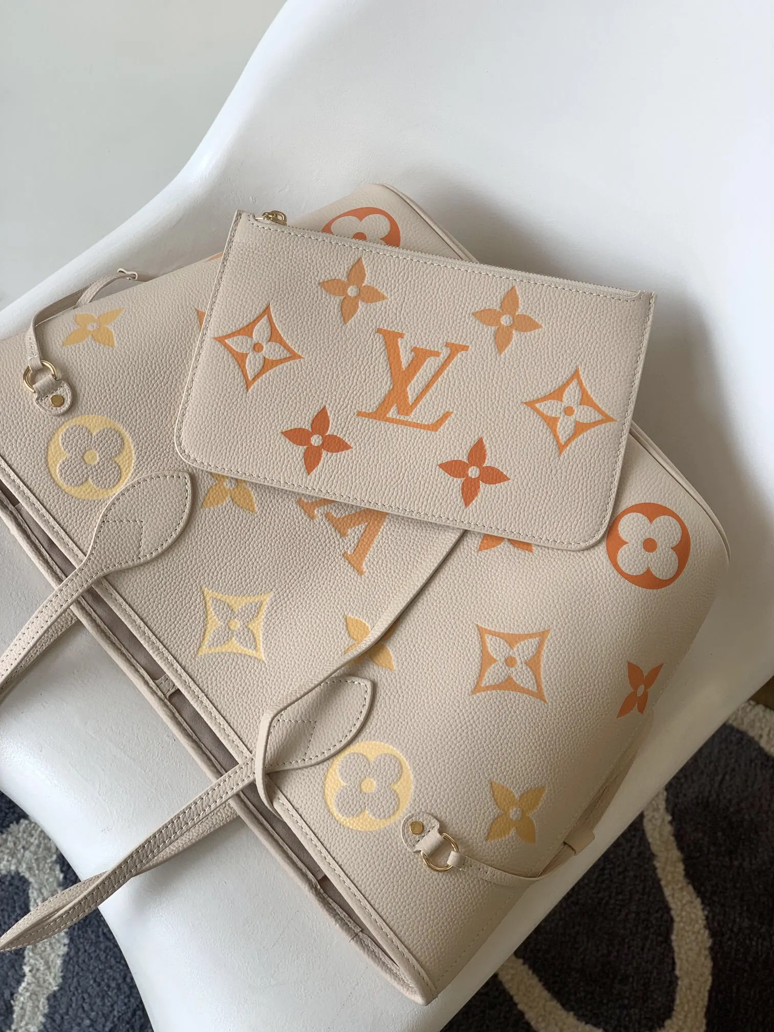 LV Neverfull 藍色 牛皮 托特包 大容量托特款