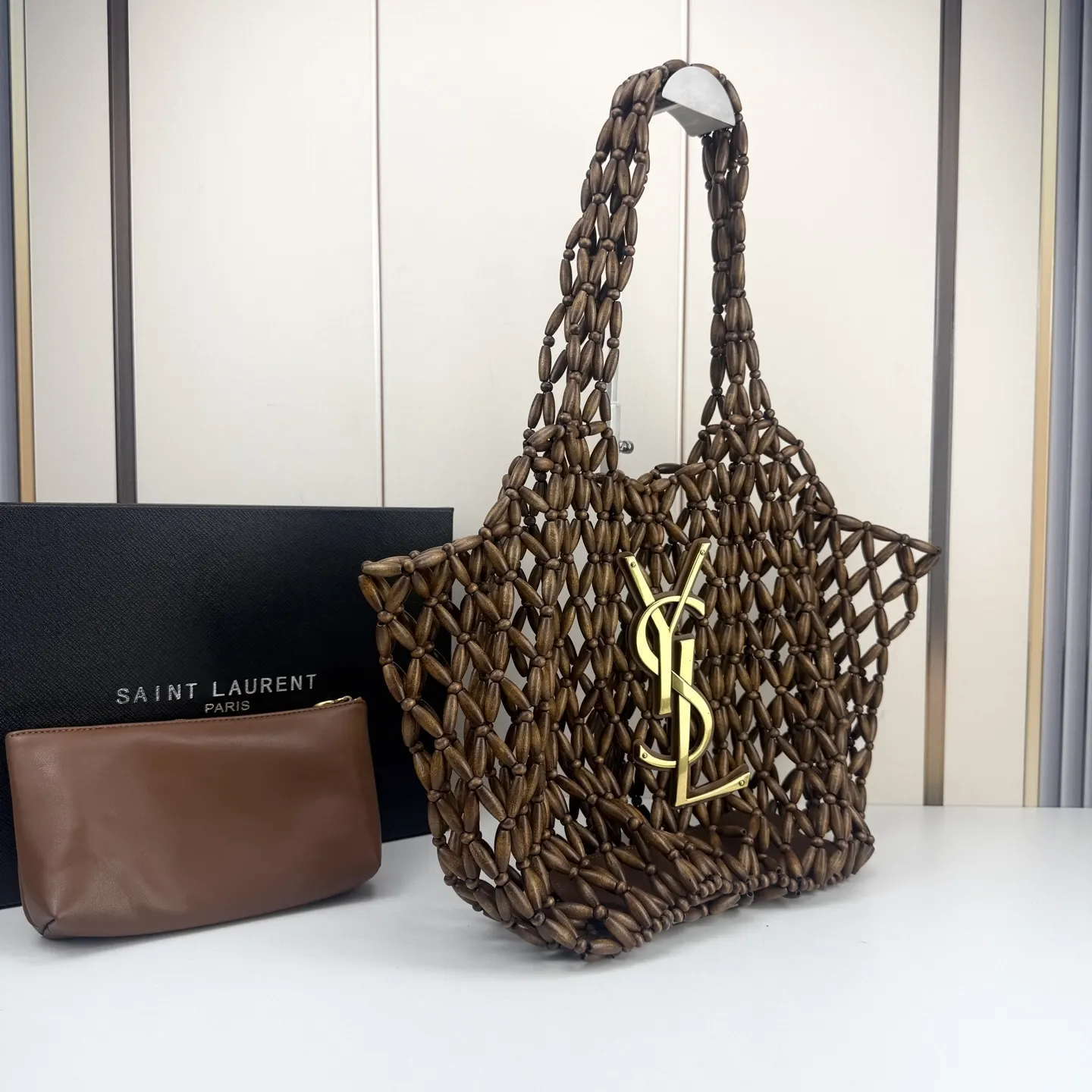 YSL 高 玩的也太花了吧 ICARE居然新推木珠款 托特包 大容量托特款