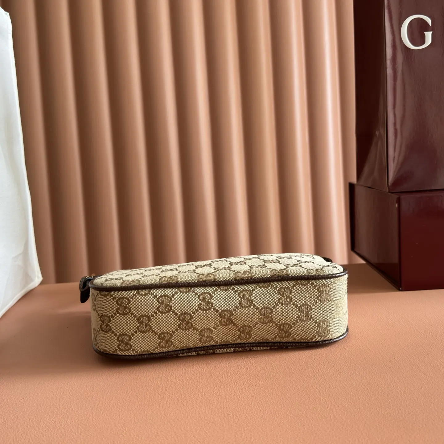 Gucci Blue Brown Hobo Shoulder Bag Vintage Canvas