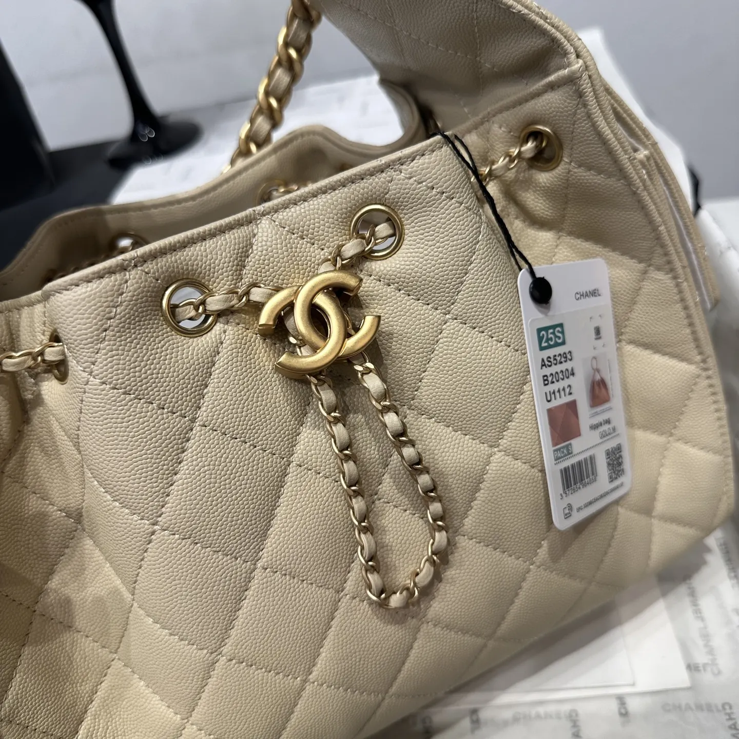 CHANEL Hobo 米色 腋下包 复古腋下背款