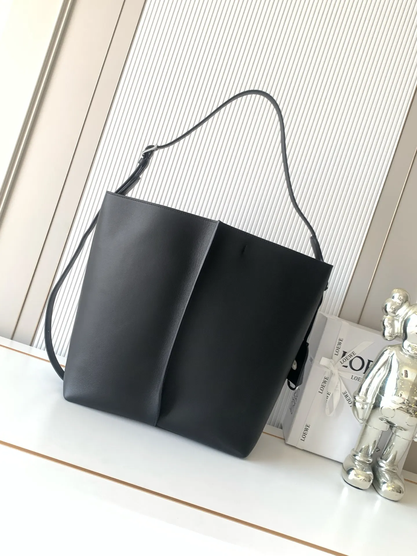 Black Bucket Bag Casual Leather
