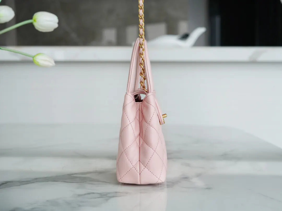 CHANEL 黑色 粉色 羊皮 手提包 通勤手提款