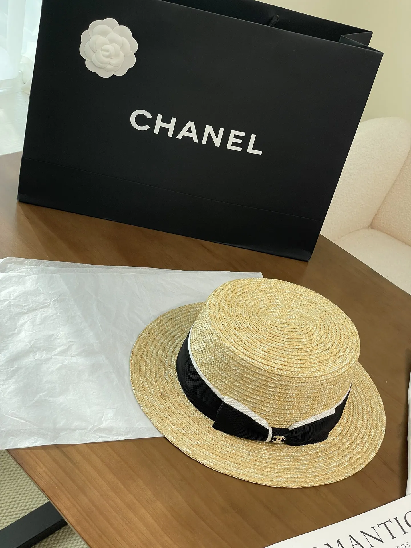 Chanel 蝴蝶 编织 防晒 遮阳 草帽 度假遮阳 帽子