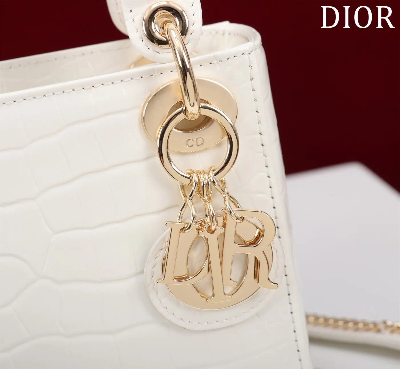 Dior Lady Dior 米白色藤格纹手提斜挎包 经典款