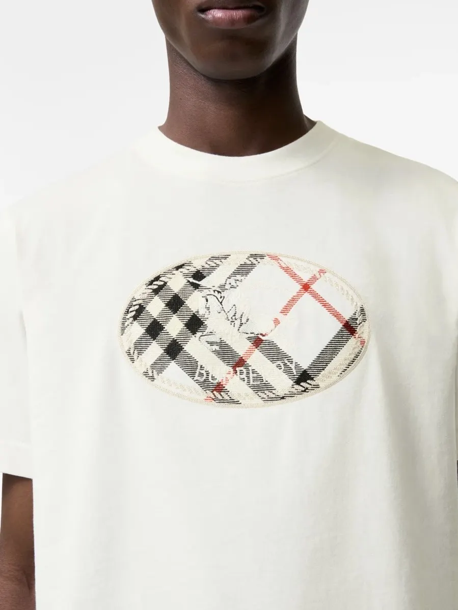 Burberry 白色 刺绣 格纹 短袖T恤 休闲百搭款