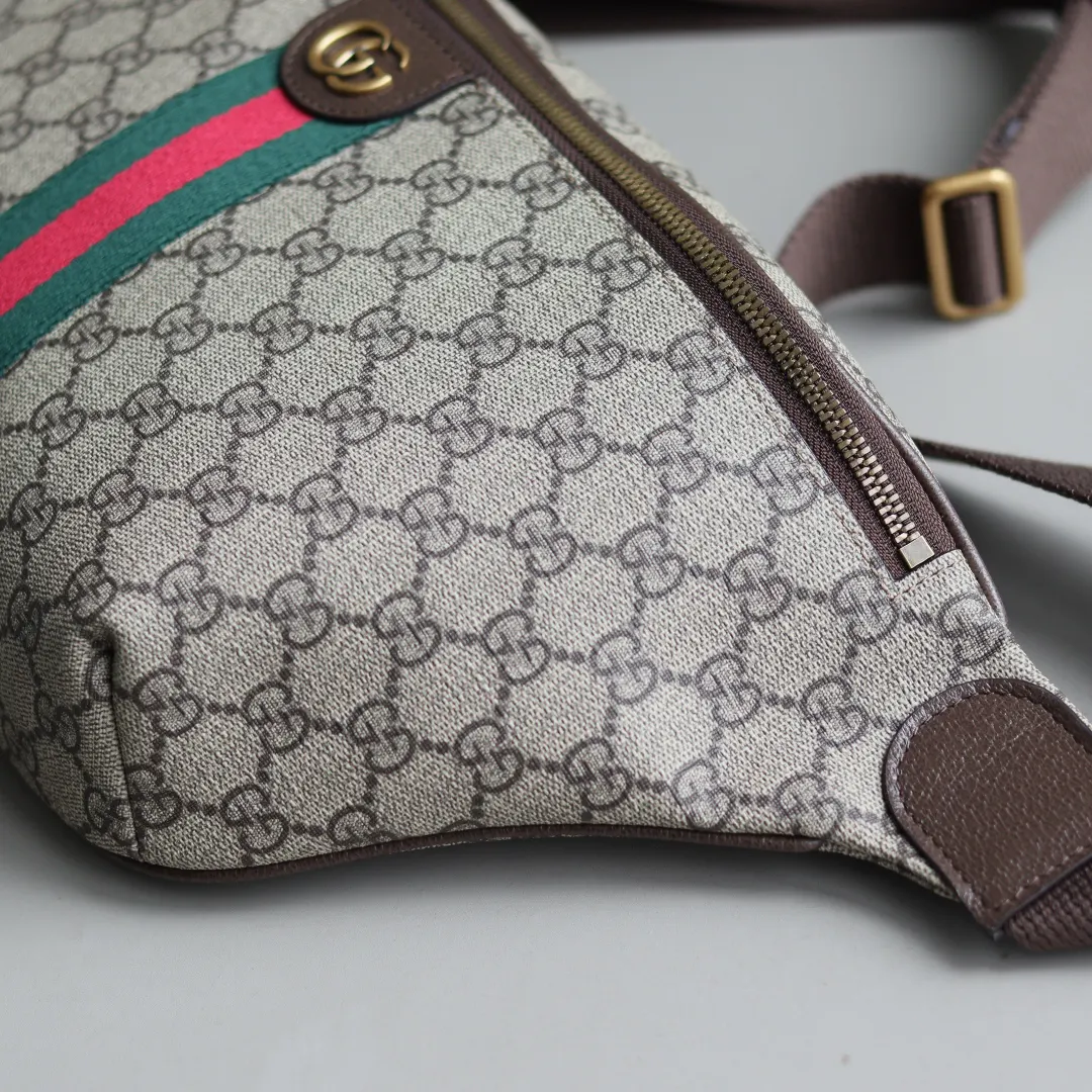 Green Brown Belt Bag Casual Canvas