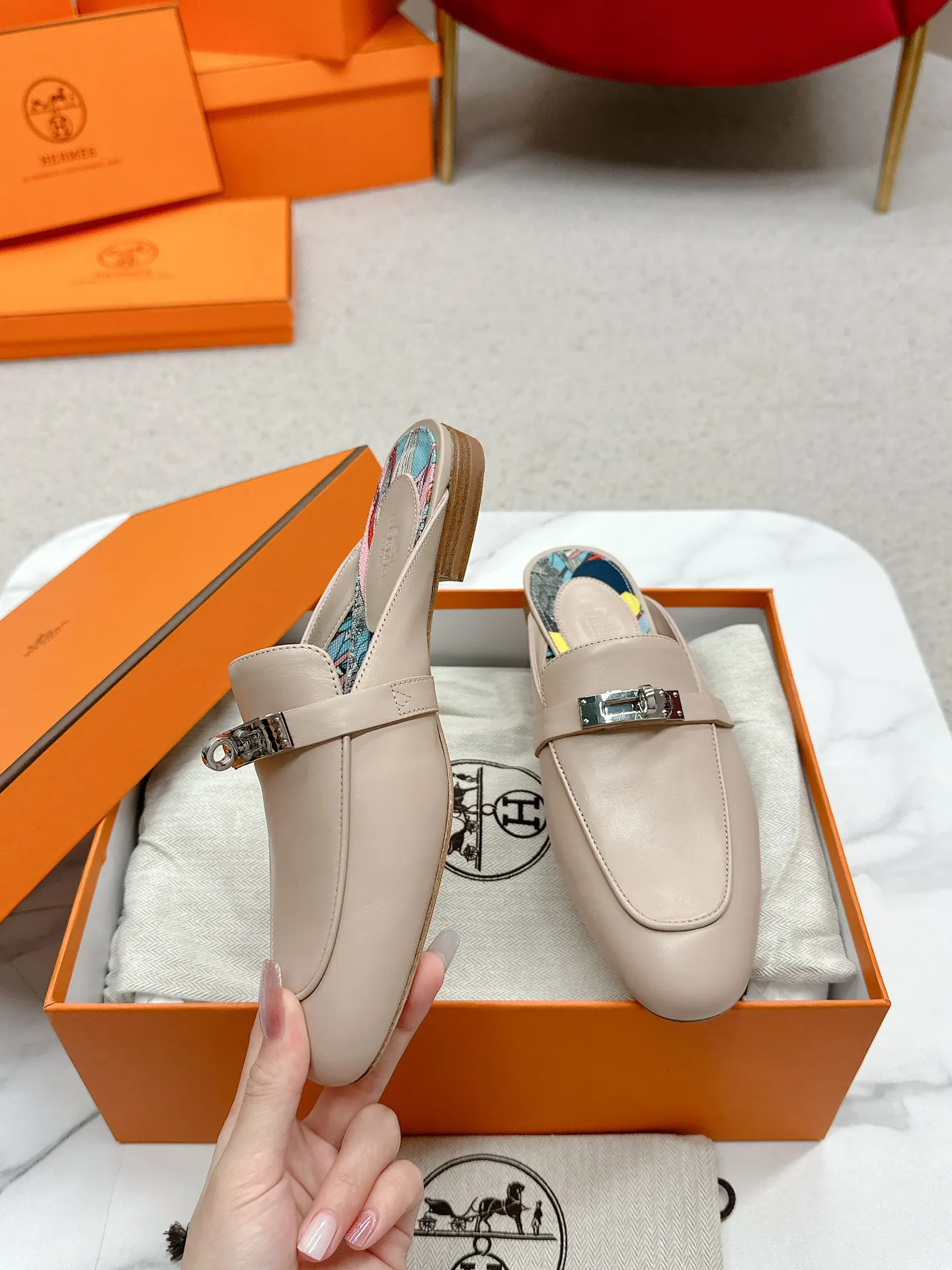 Hermès Leather Slides