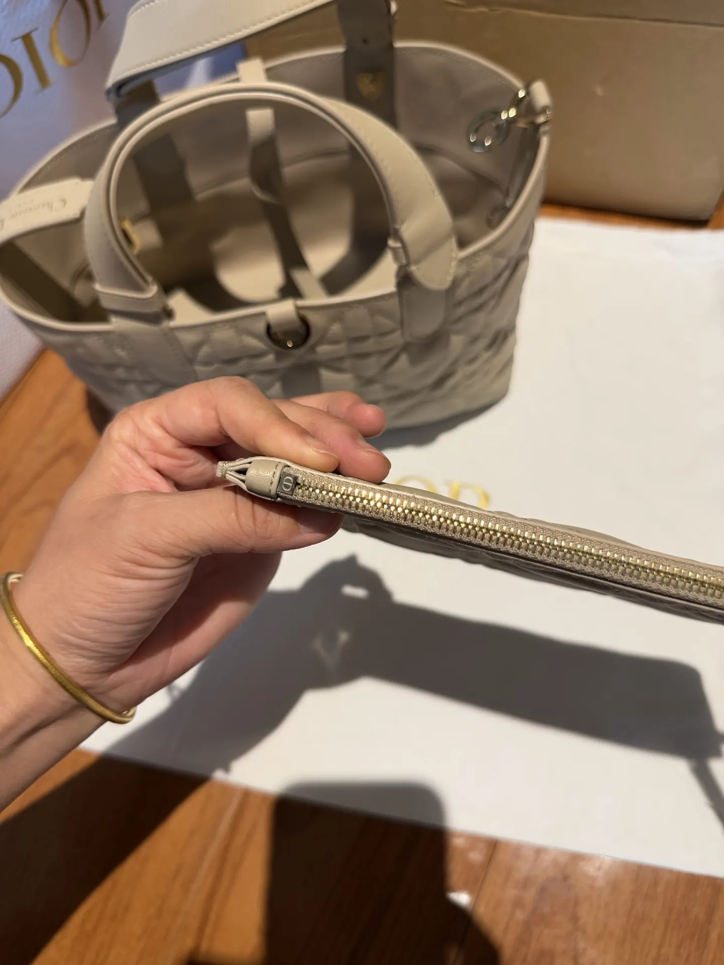 Beige Top Handle Bag Commuter