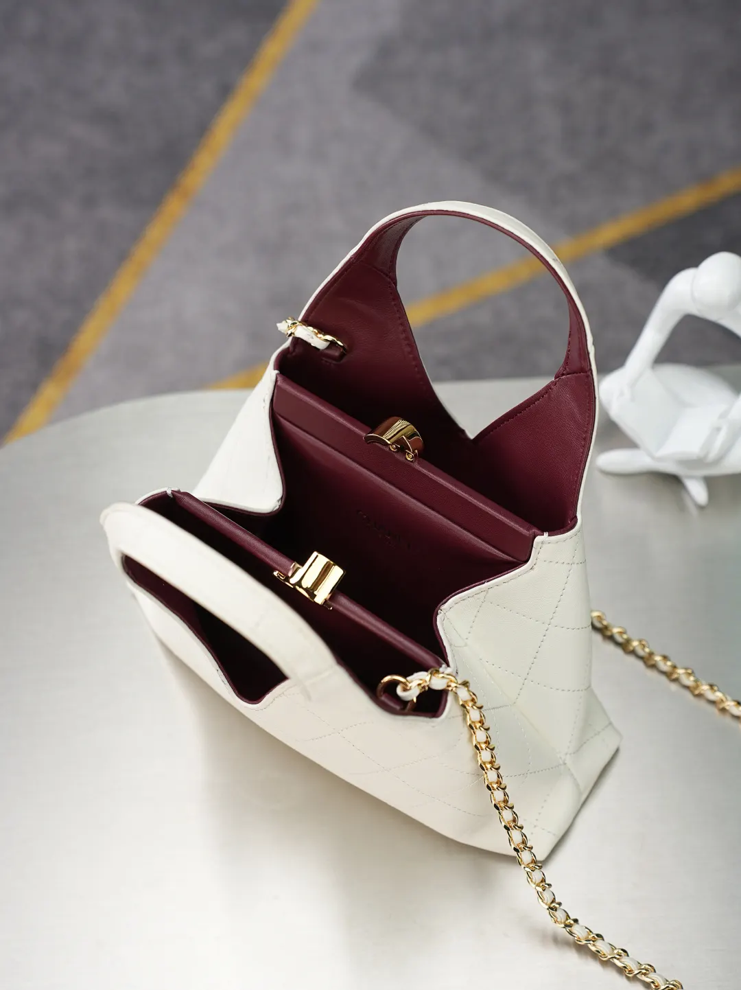 White Chain Bag Premium Leather
