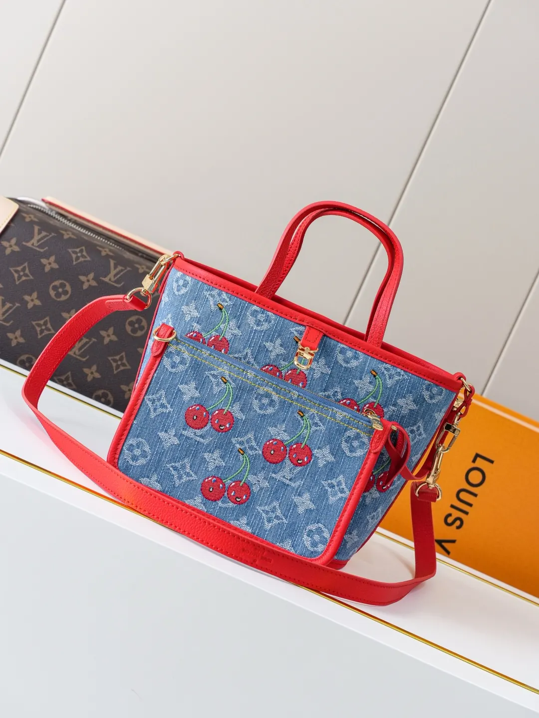 LV Neverfull 牛仔 丹宁 牛皮 收纳包 旅行收纳款