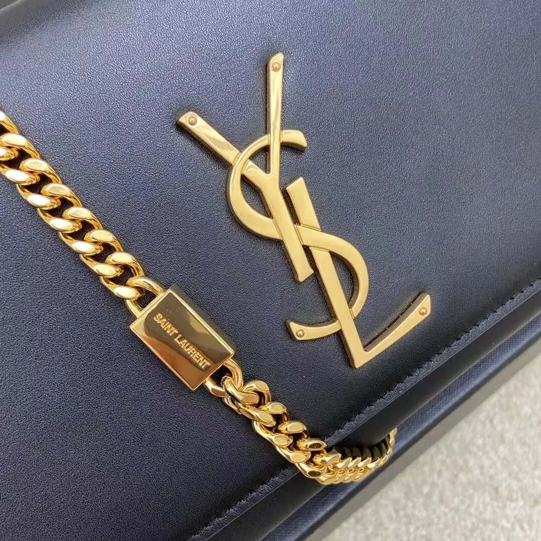 黑色 牛皮 黑色平纹 金 Y家最经典的款式Kate链条 链条包 精致链条款
