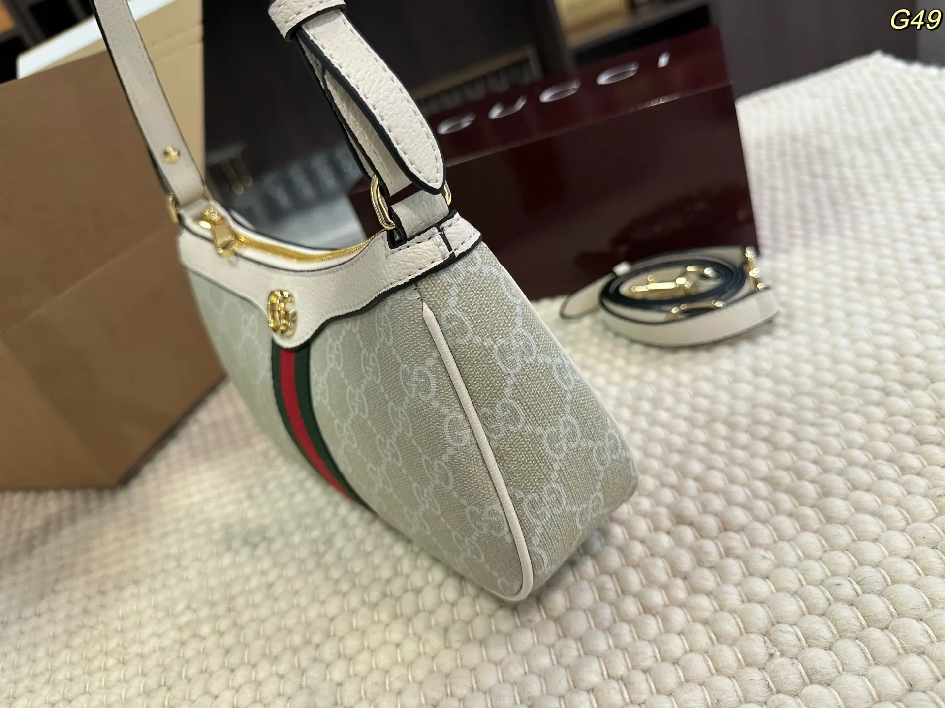 Gucci Monogram Hobo Shoulder Bag Vintage