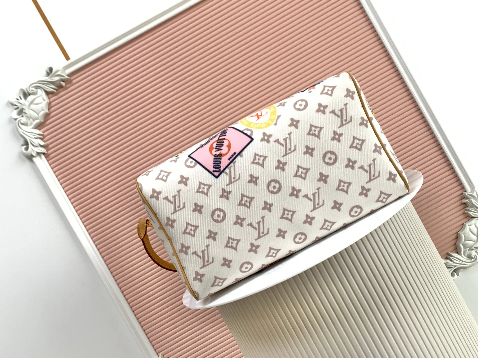 LV Speedy 老花 牛皮 收納包 旅行收納款