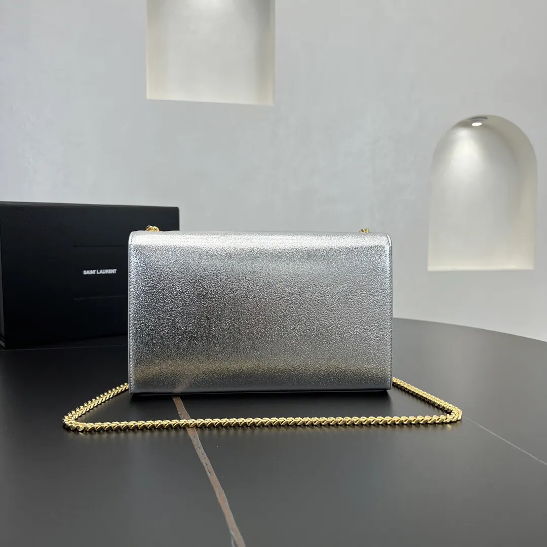 Silver Gold Chain Bag Leather