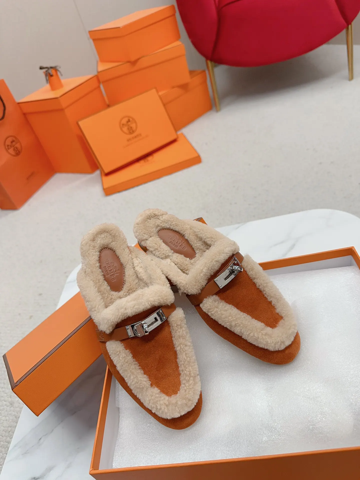 Hermès 小牛皮 拖鞋 舒适