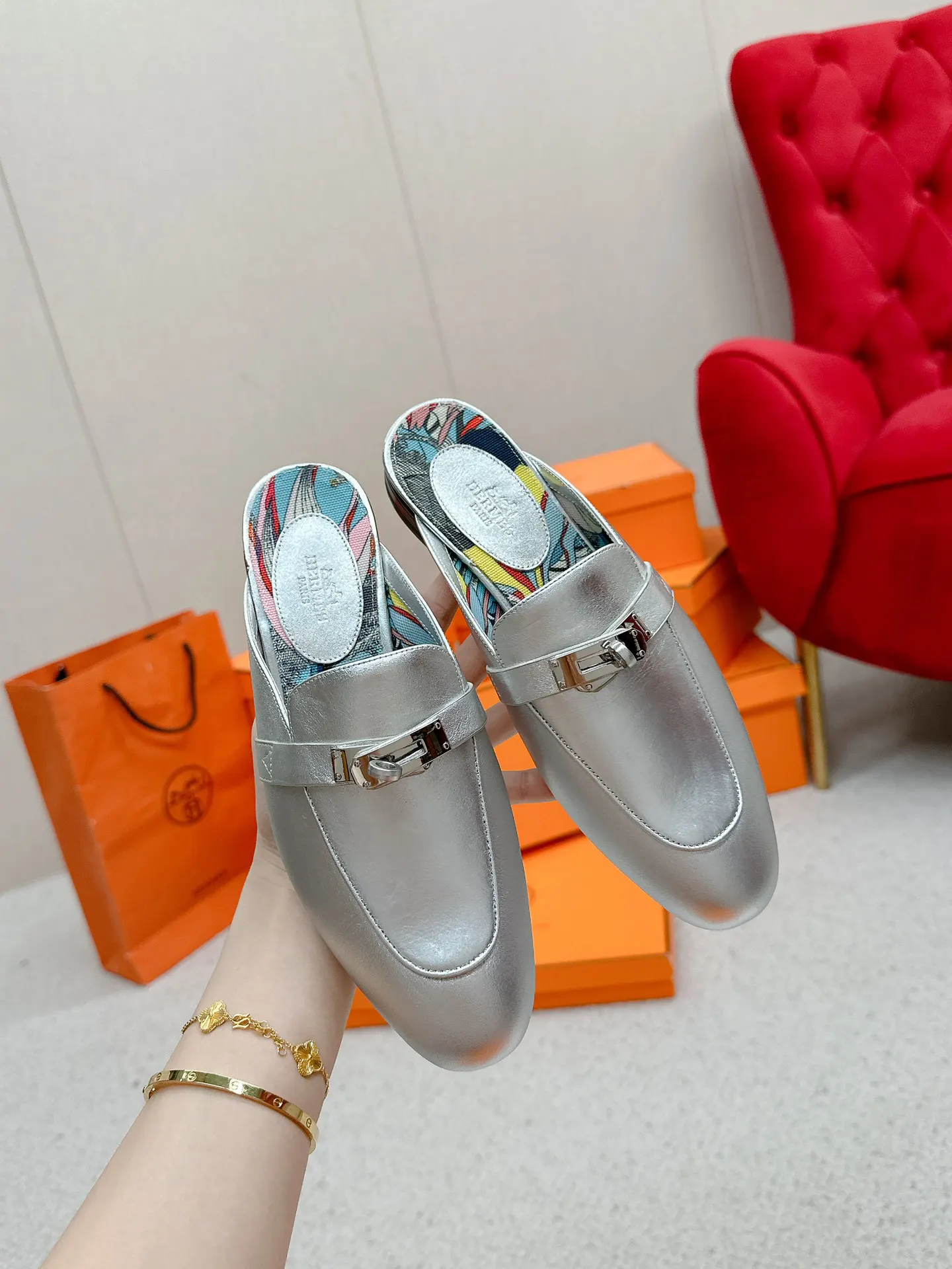 Hermès 小牛皮 拖鞋 舒适