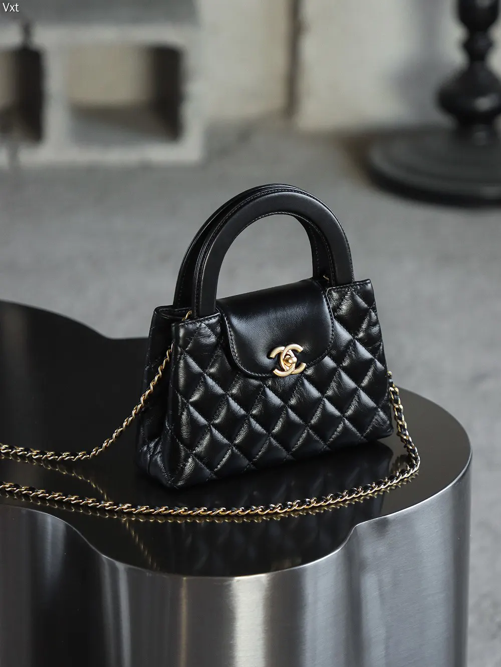 Chanel Black Top Handle Bag Commuter