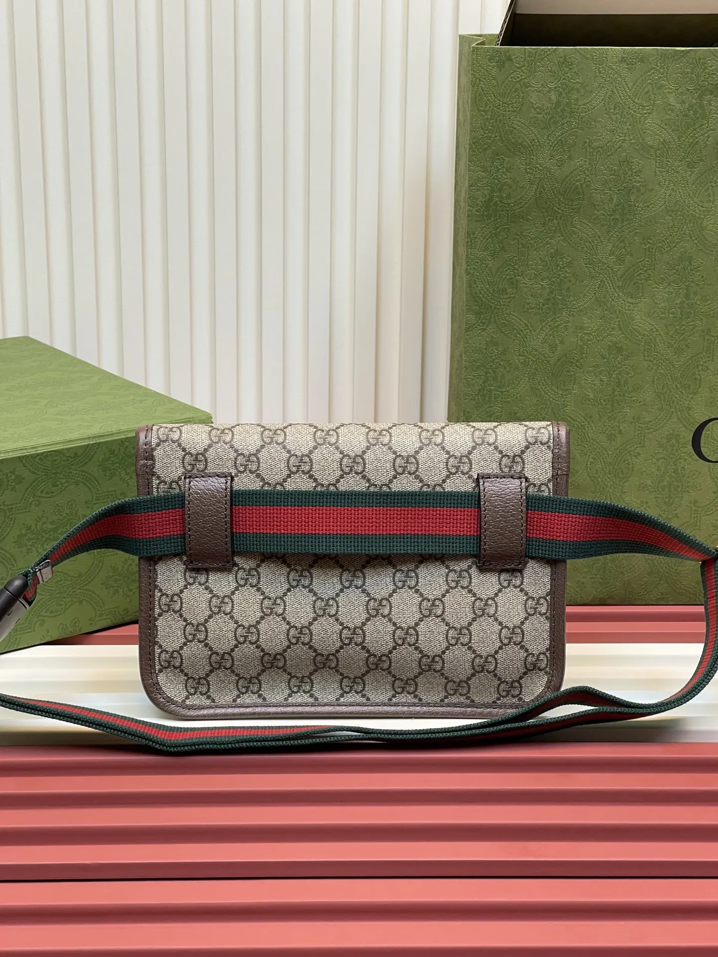 Gucci 紅色 綠色 帆布 腰包 休閒腰包款