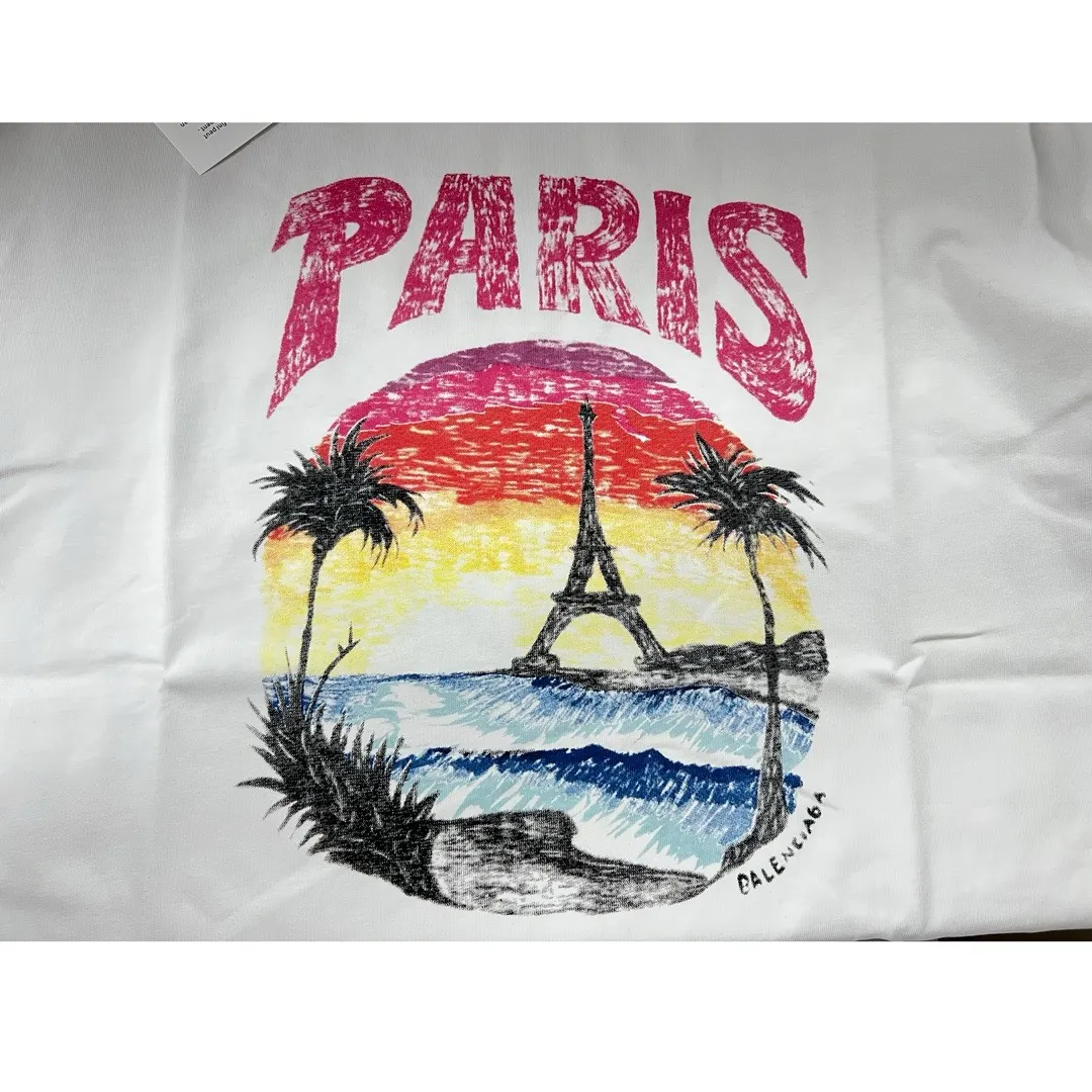 Balenciaga White Logo Print Short Sleeve T-Shirt Street