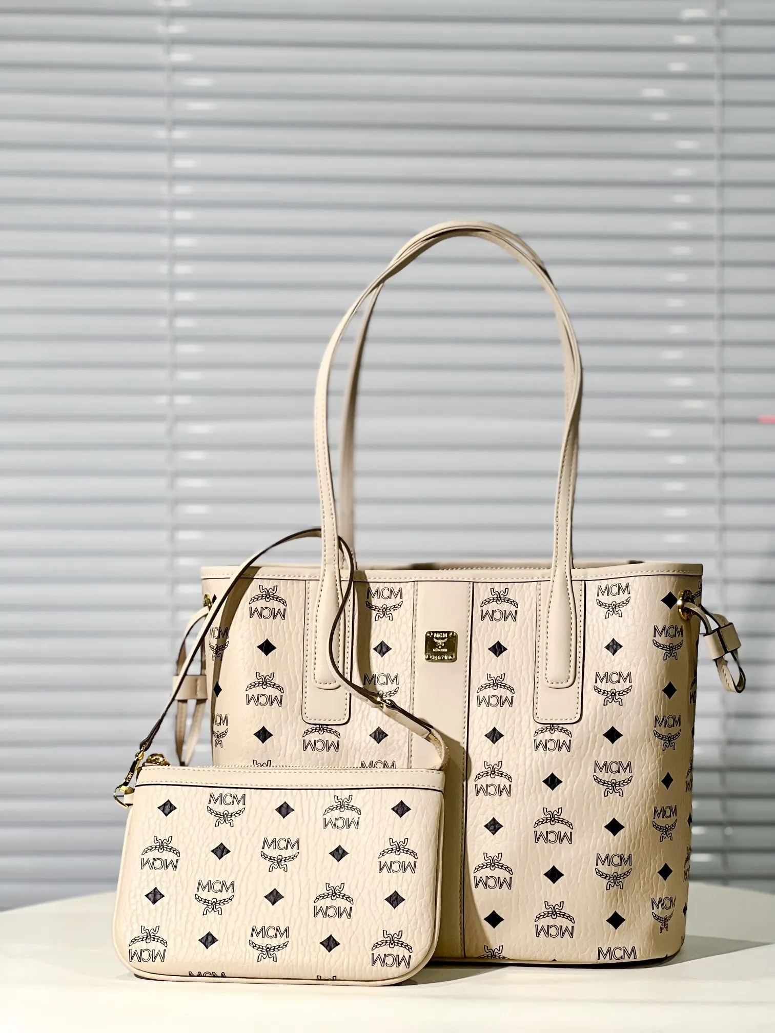 Beige Backpack Canvas