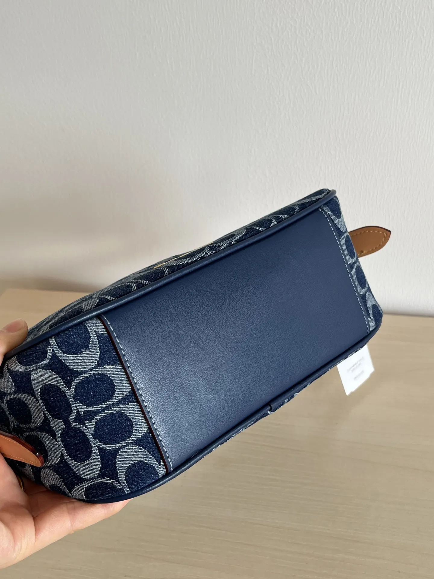 Coach 藍色 丹宁 牛皮 雙肩包 实用雙肩款