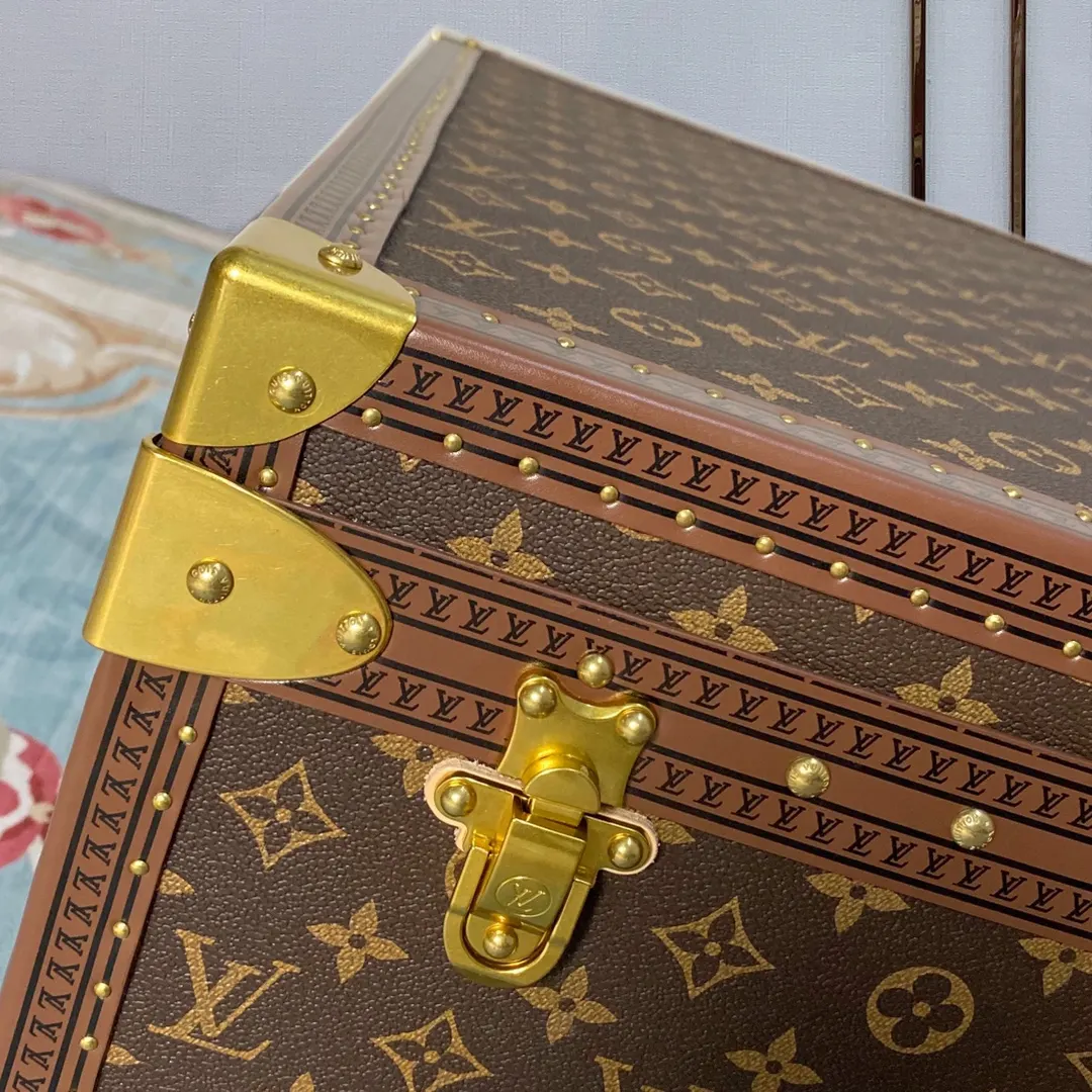 LV 金色 帆布 硬箱 纯铜五金 ALZER 硬箱 著名的Alz 行李箱 旅行拉杆款 輕便出行款