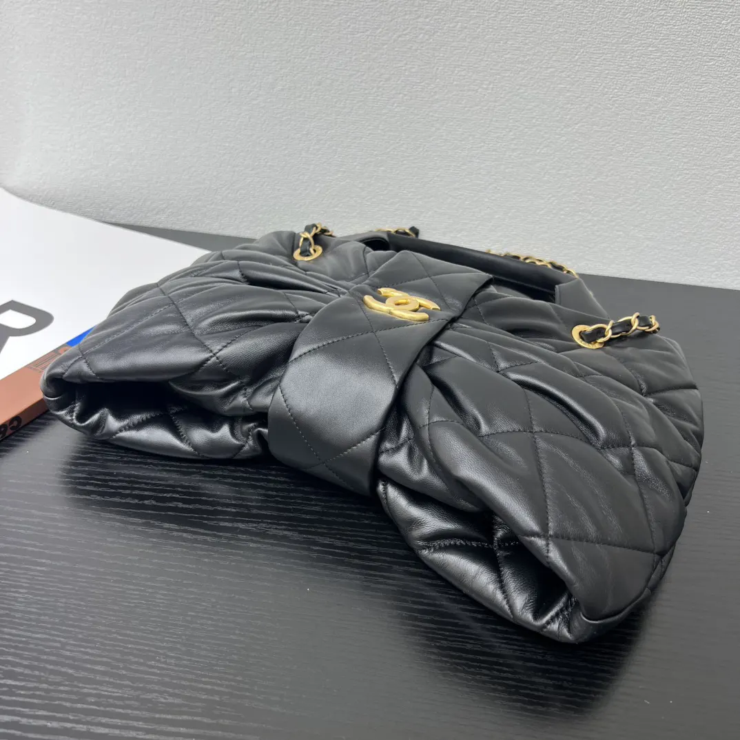 Chanel Black Top Handle Bag Leather