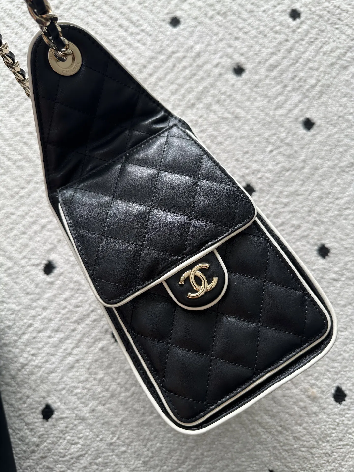 Black White Backpack Leather