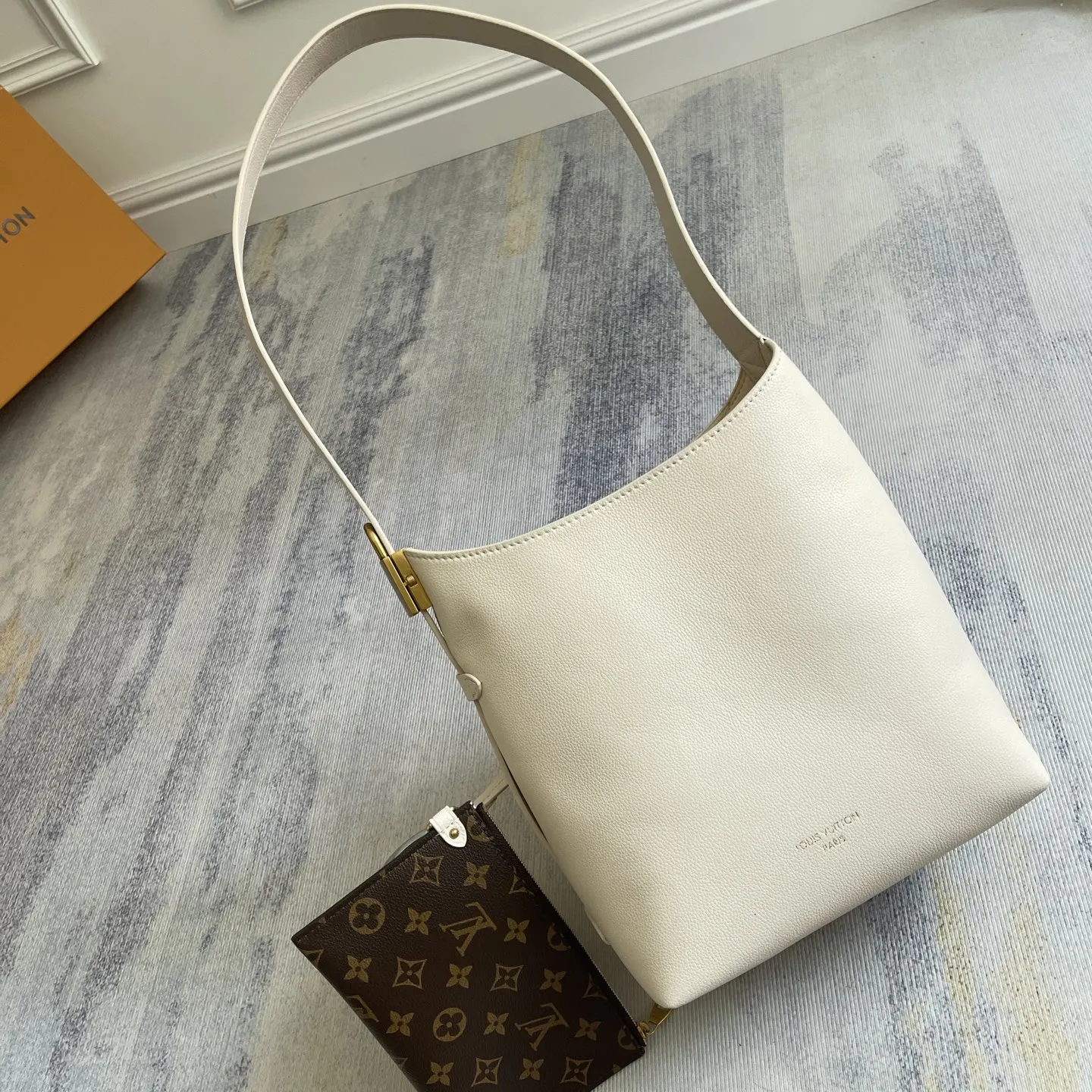 Gray Hobo Shoulder Bag Vintage Leather