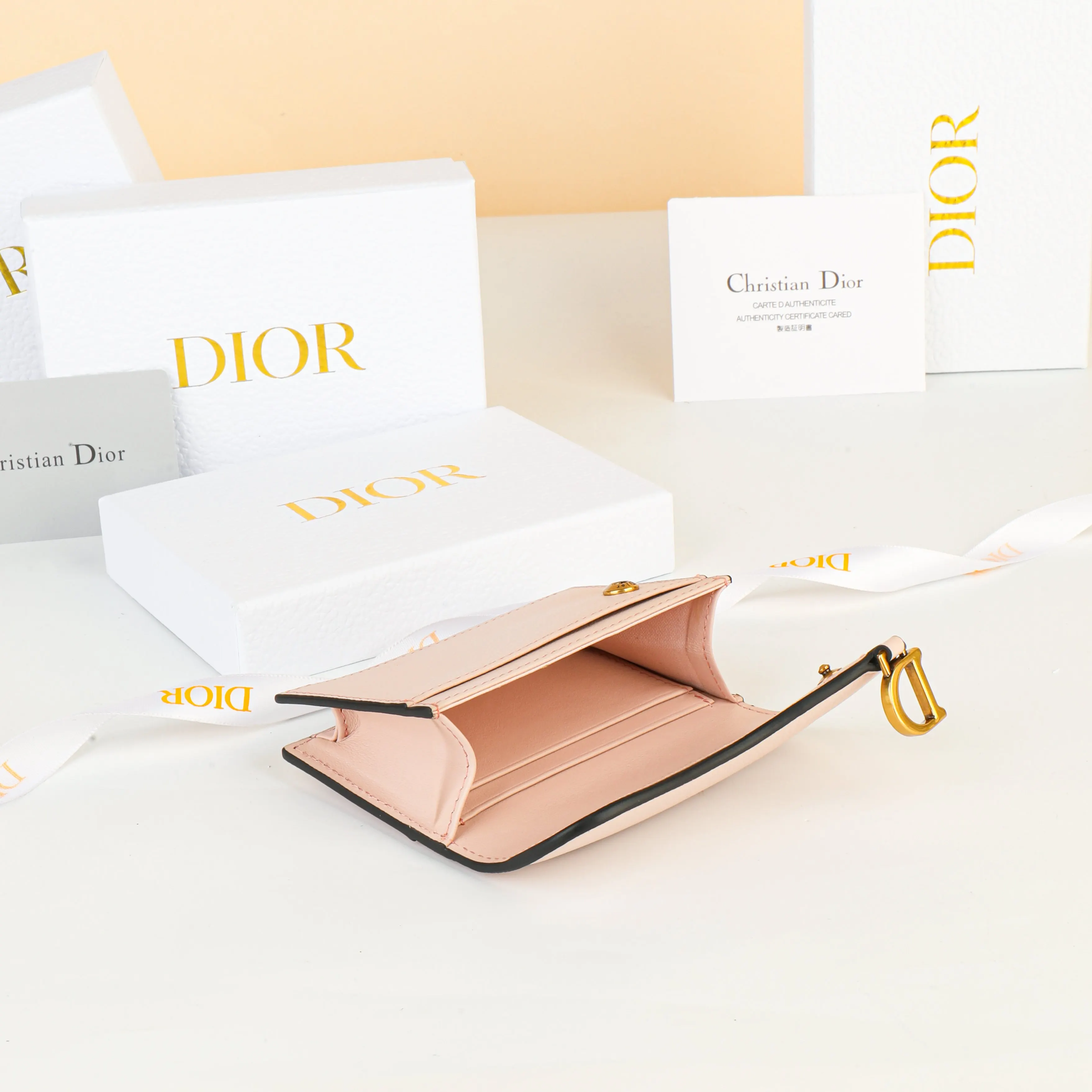 Dior Saddle 粉色 皮革 钱包